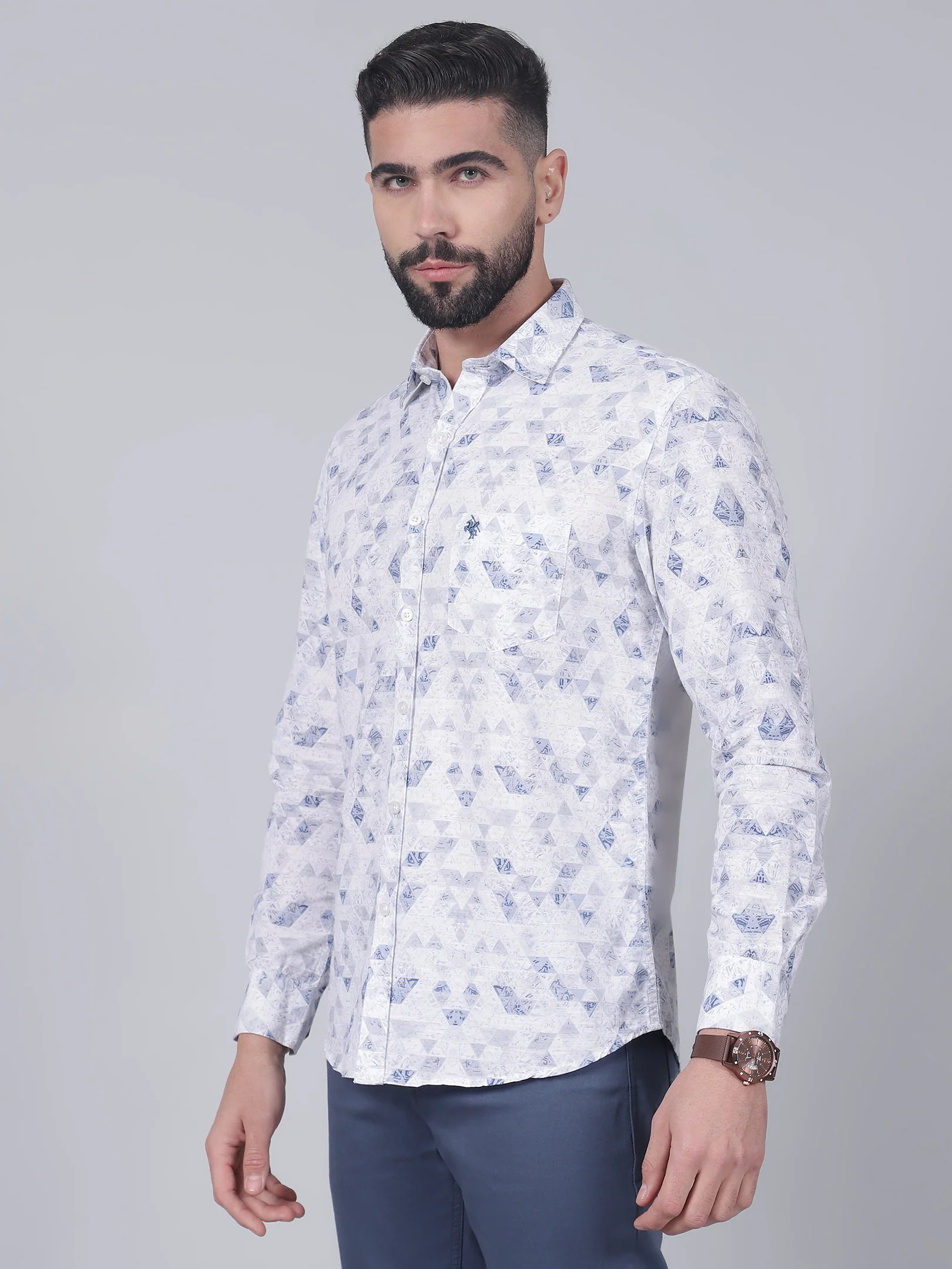 Casual Shirt for Men | Breathable & Soft with Color Fastness Regular Fit Spread Collar Neck Cotton Fabric Printed Pattern - Image 3