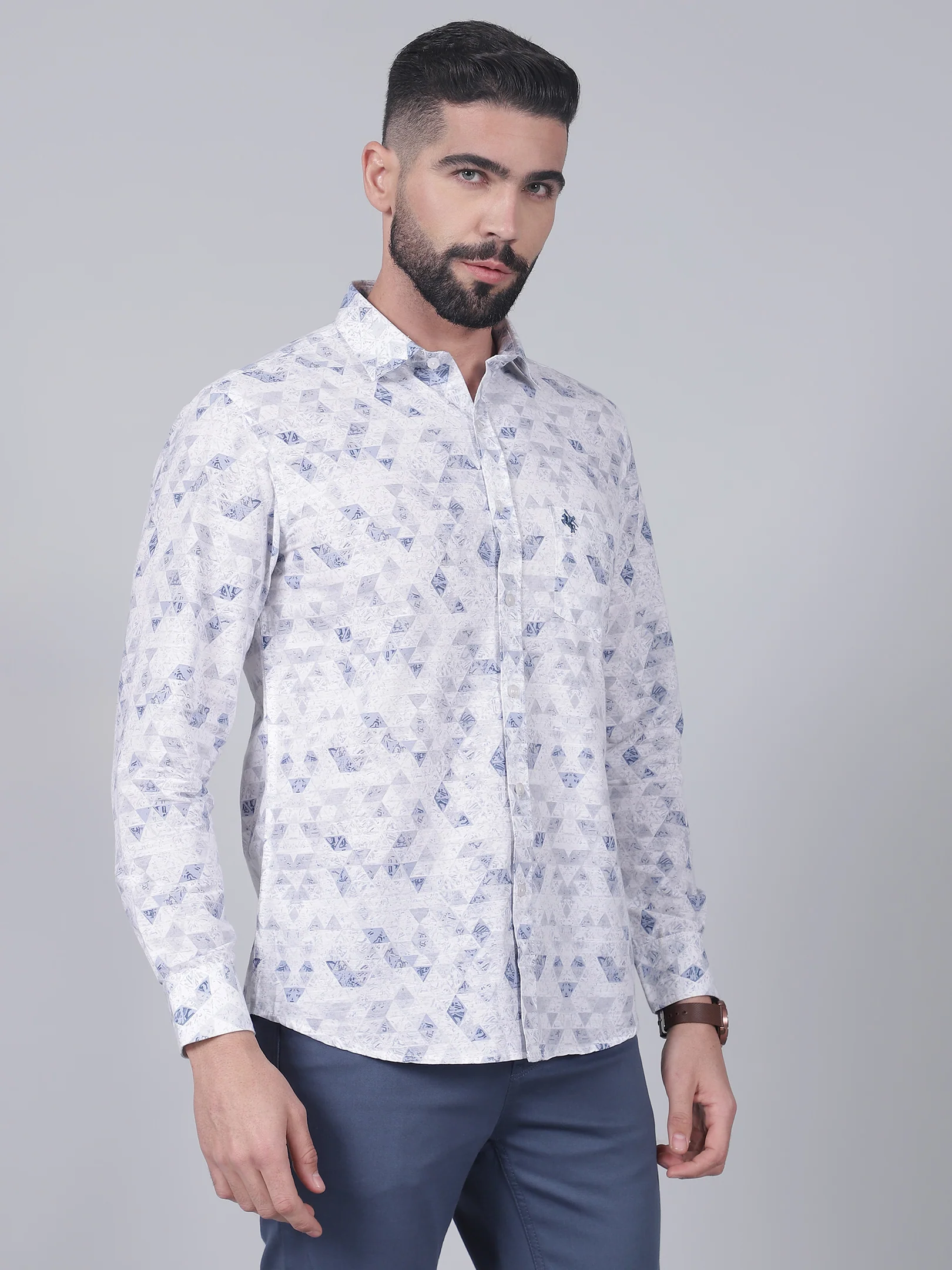 Casual Shirt for Men | Breathable & Soft with Color Fastness Regular Fit Spread Collar Neck Cotton Fabric Printed Pattern - Image 4
