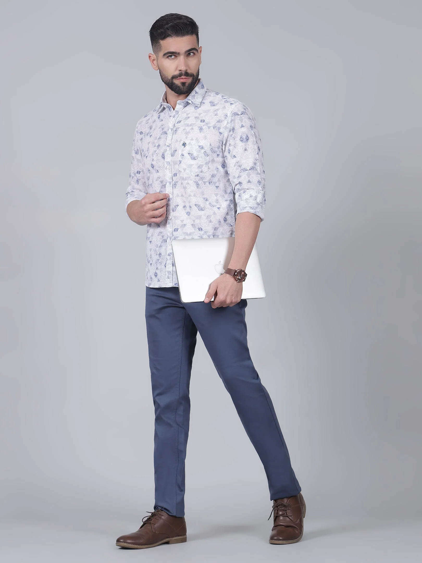 Casual Shirt for Men | Breathable & Soft with Color Fastness Regular Fit Spread Collar Neck Cotton Fabric Printed Pattern - Image 5