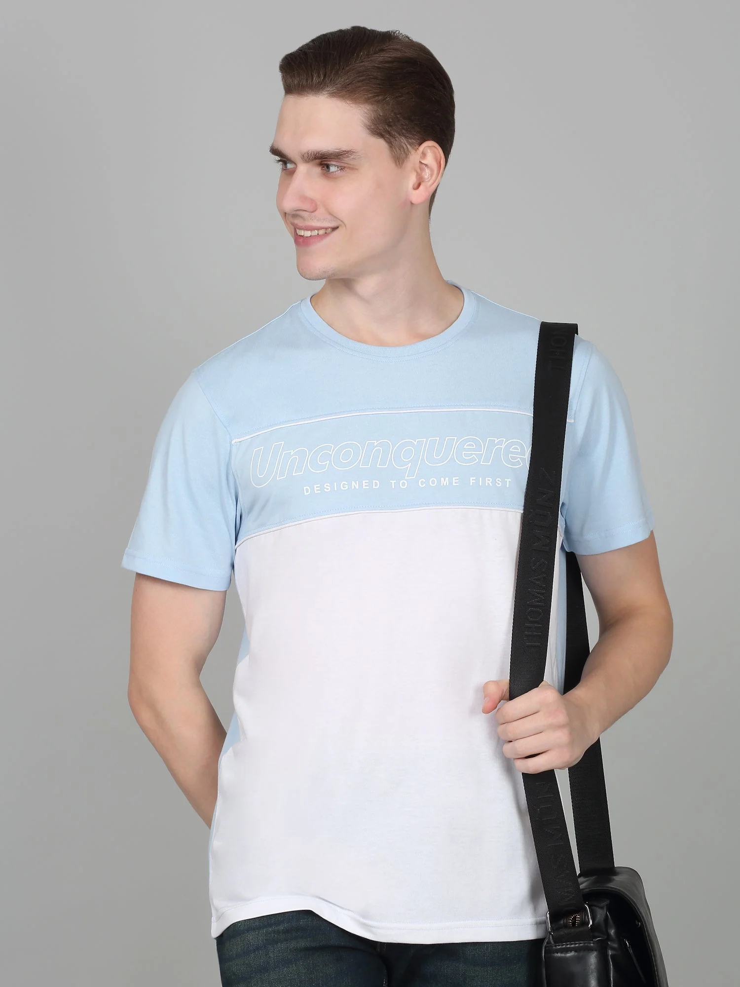 T-Shirt for Men | Breathable & Soft with Color Fastness Regular Fit Round Neck Poly Cotton Fabric Colour Block Pattern - Image 5