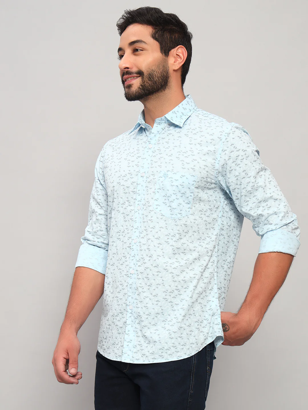 Casual Shirt for Men | Breathable & Soft with Color Fastness Regular Fit Spread Collar Neck Cotton Fabric Printed Pattern - Image 4