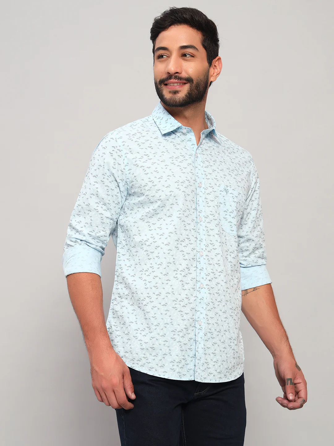Casual Shirt for Men | Breathable & Soft with Color Fastness Regular Fit Spread Collar Neck Cotton Fabric Printed Pattern - Image 5
