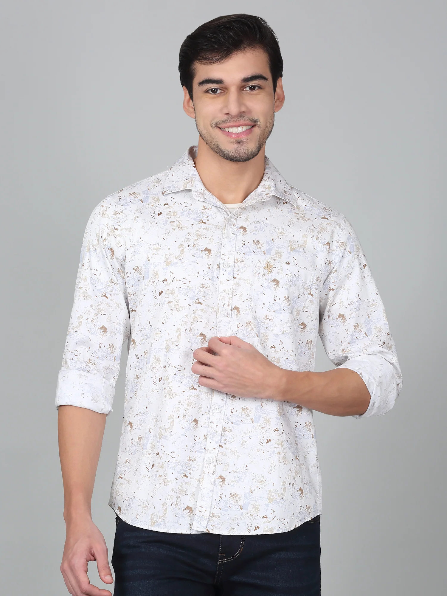 Casual Shirt for Men | Breathable & Soft with Color Fastness Regular Fit Spread Collar Neck Cotton Fabric Printed Pattern - Image 4