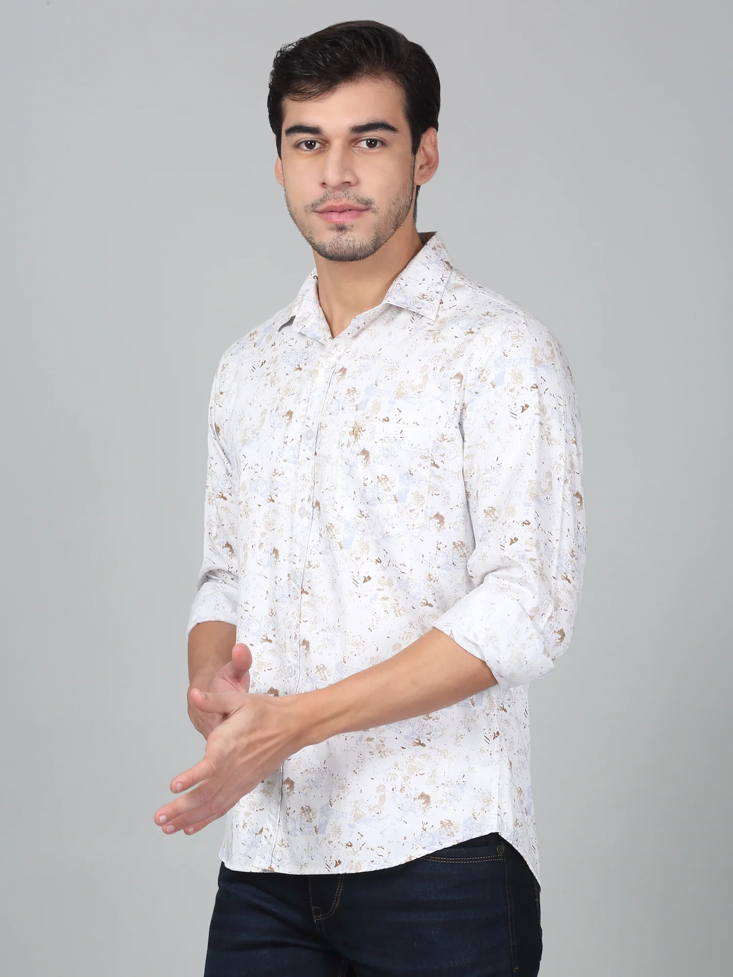 Casual Shirt for Men | Breathable & Soft with Color Fastness Regular Fit Spread Collar Neck Cotton Fabric Printed Pattern - Image 5