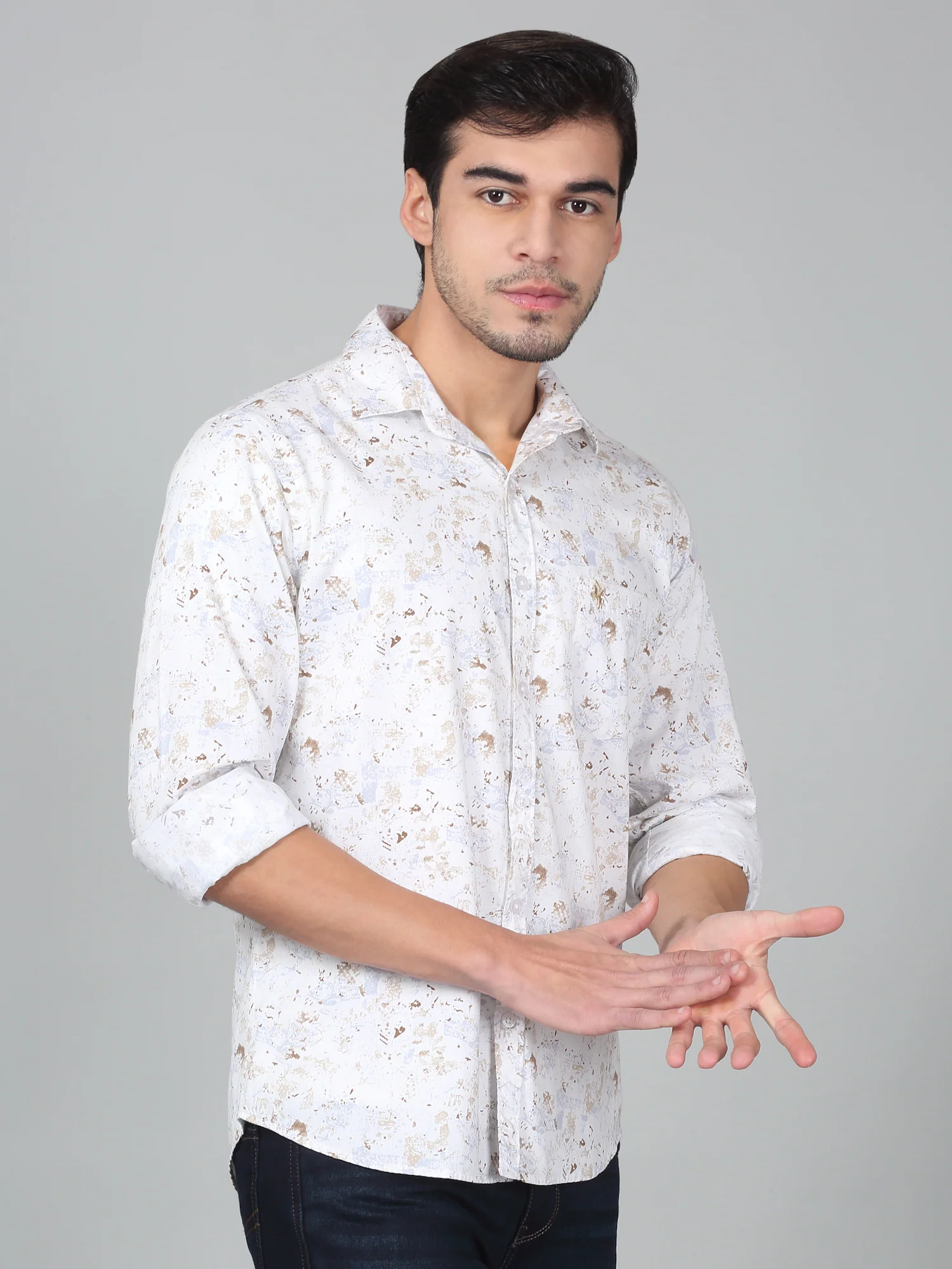 Casual Shirt for Men | Breathable & Soft with Color Fastness Regular Fit Spread Collar Neck Cotton Fabric Printed Pattern - Image 6
