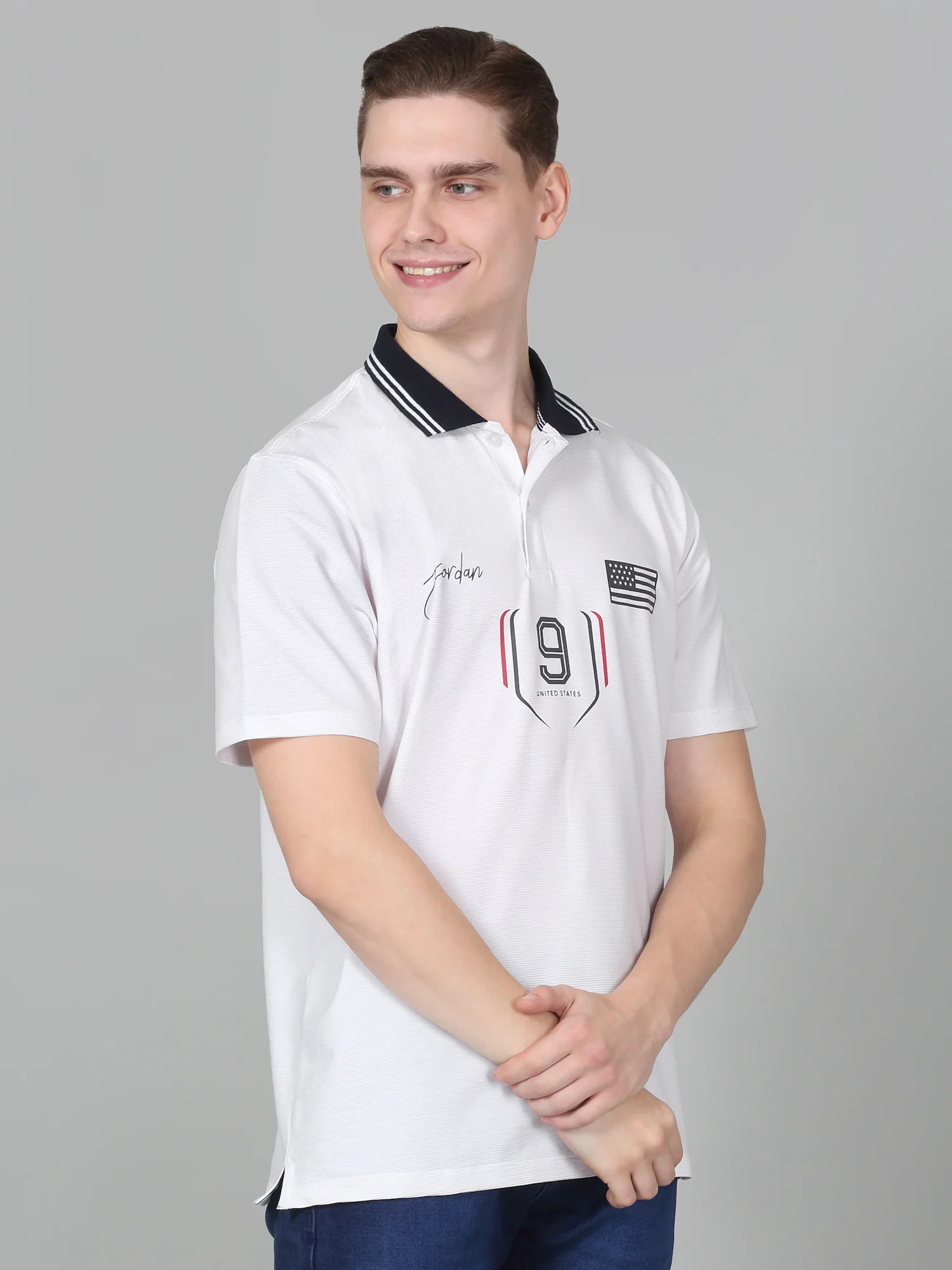 T-Shirt for Men | Breathable & Soft with Color Fastness Regular Fit Polo Neck Cotton Blend Fabric Printed Pattern - Image 3