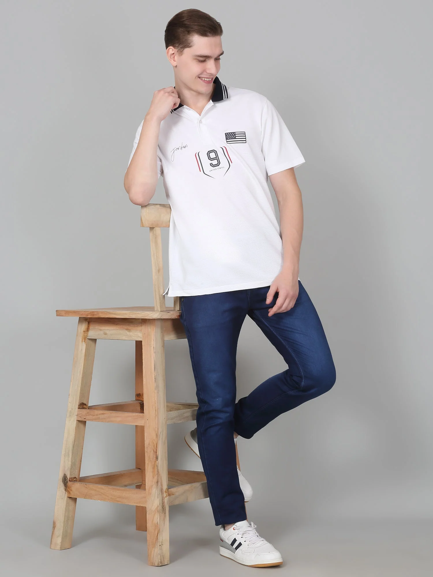 T-Shirt for Men | Breathable & Soft with Color Fastness Regular Fit Polo Neck Cotton Blend Fabric Printed Pattern - Image 5