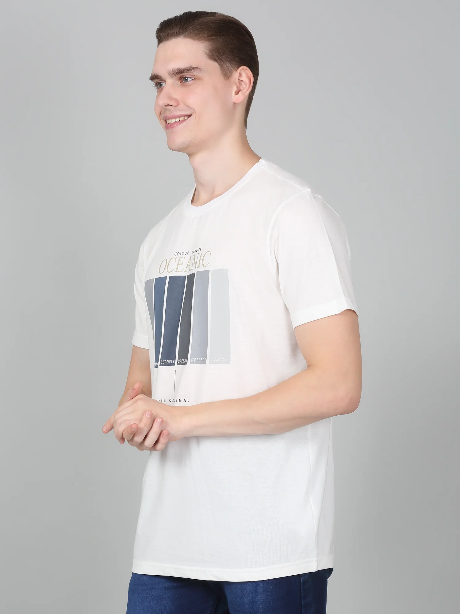 T-Shirt for Men | Breathable & Soft with Color Fastness Regular Fit Round Neck Poly Cotton Fabric Printed Pattern - Image 2