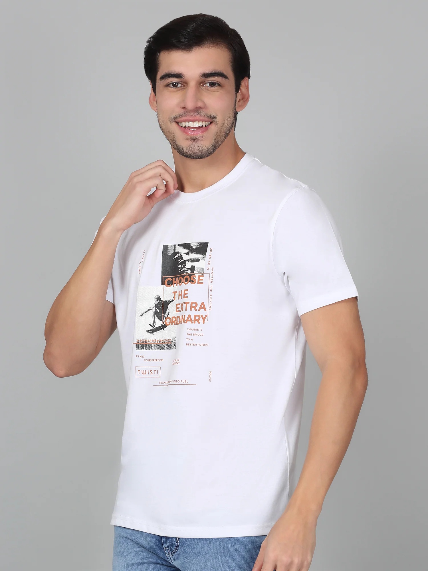 T-Shirt for Men | Breathable & Soft with Color Fastness Regular Fit Round Neck Poly Cotton Fabric Printed Pattern - Image 2