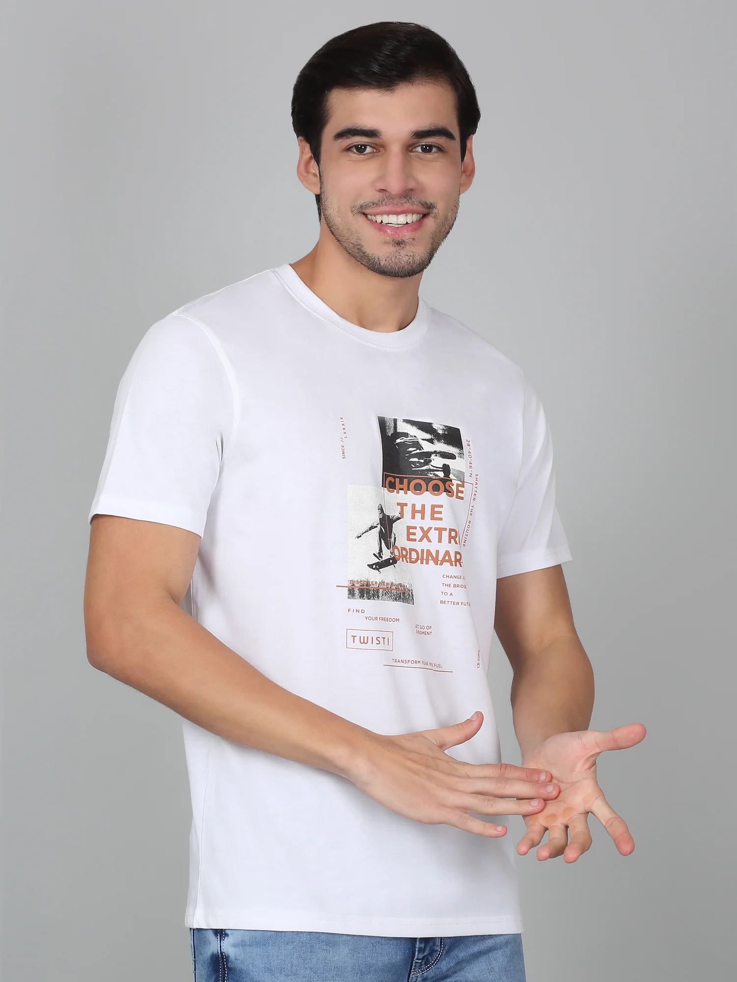 T-Shirt for Men | Breathable & Soft with Color Fastness Regular Fit Round Neck Poly Cotton Fabric Printed Pattern - Image 3