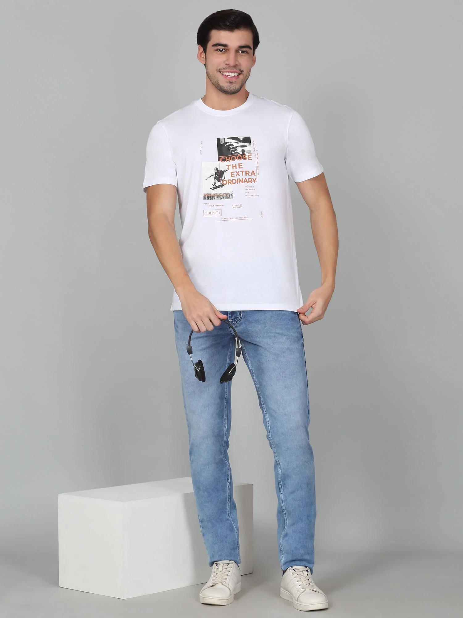 T-Shirt for Men | Breathable & Soft with Color Fastness Regular Fit Round Neck Poly Cotton Fabric Printed Pattern - Image 5