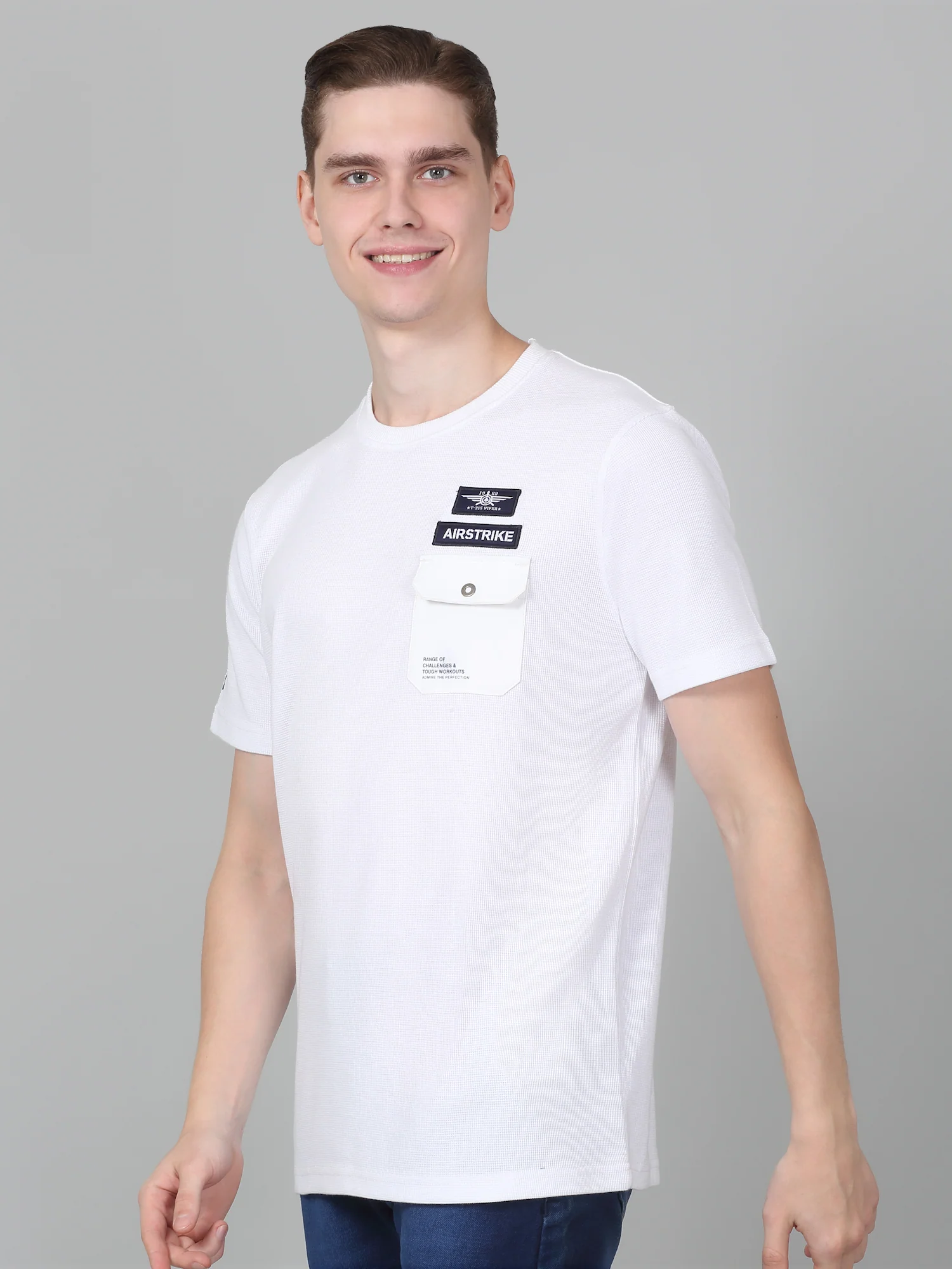 T-Shirt for Men | Breathable & Soft with Color Fastness Regular Fit Round Neck Poly Cotton Fabric Solid Pattern - Image 3