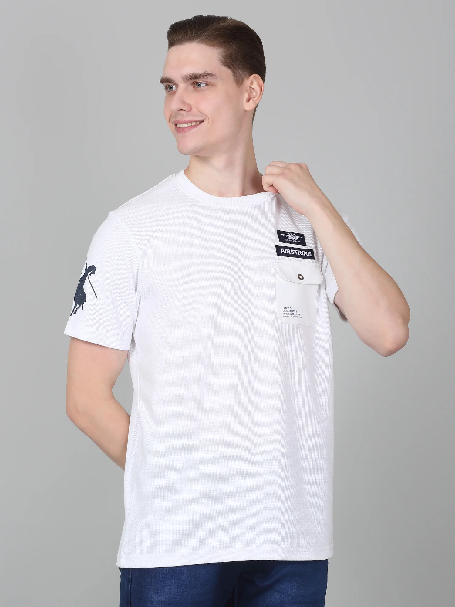 T-Shirt for Men | Breathable & Soft with Color Fastness Regular Fit Round Neck Poly Cotton Fabric Solid Pattern - Image 4