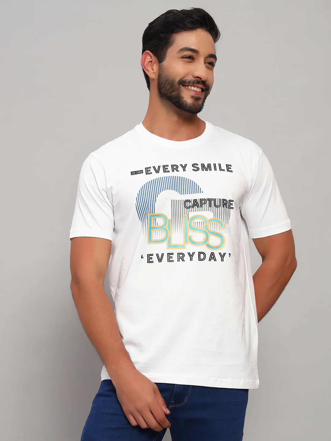 T-Shirt for Men | Breathable & Soft with Color Fastness Regular Fit Round Neck Cotton Blend Fabric Printed Pattern - Image 3