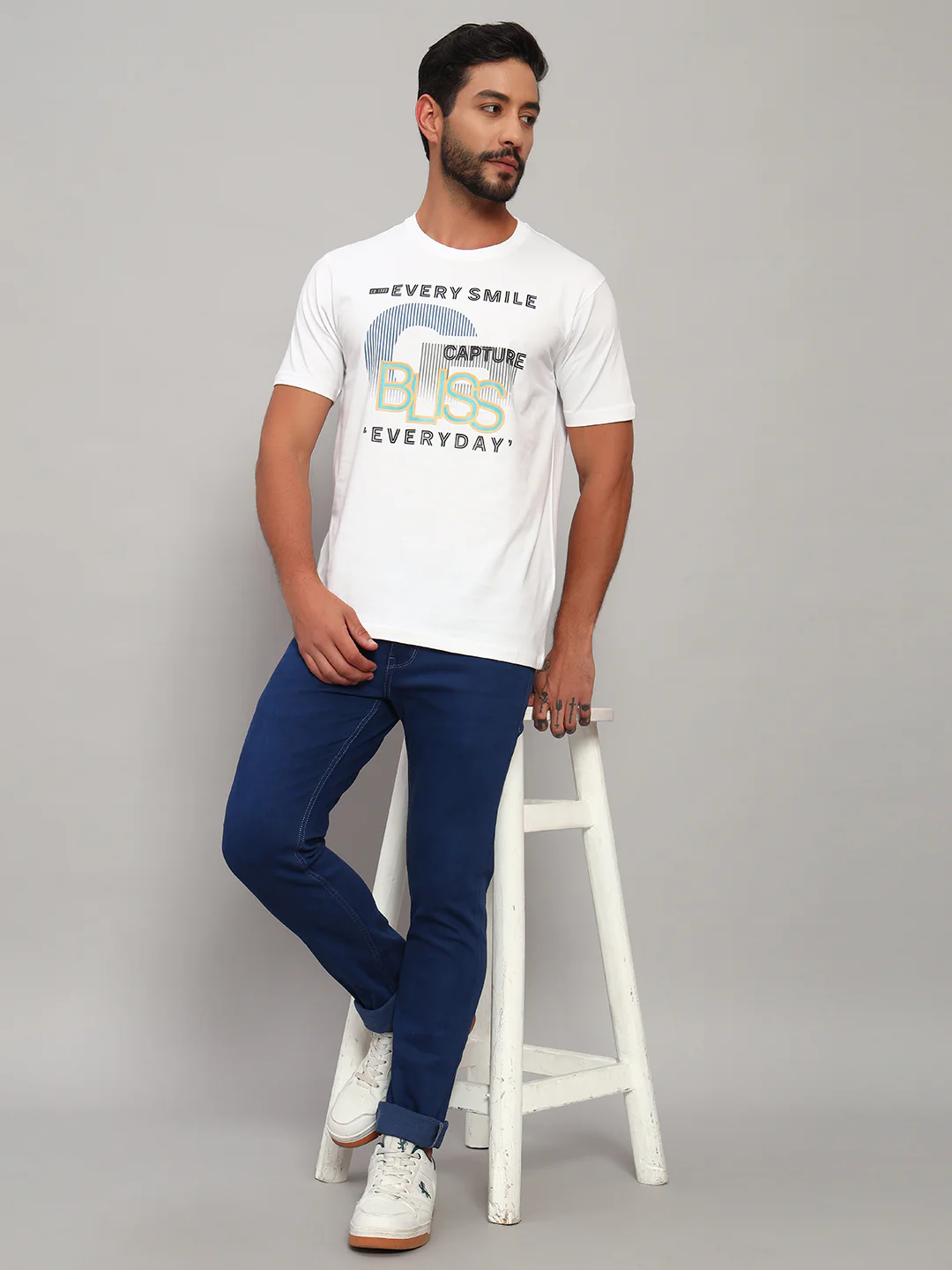 T-Shirt for Men | Breathable & Soft with Color Fastness Regular Fit Round Neck Cotton Blend Fabric Printed Pattern - Image 7