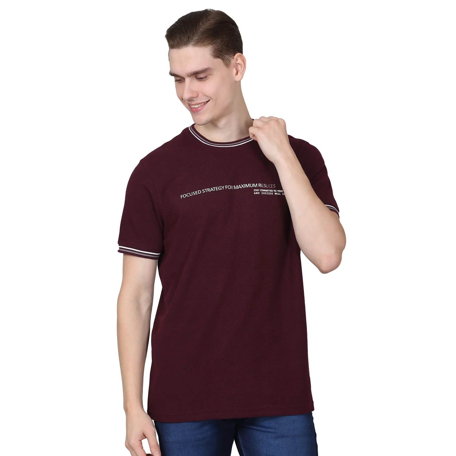 T-Shirt for Men | Breathable & Soft with Color Fastness Regular Fit Round Neck Poly Cotton Fabric Printed Pattern - Image 10