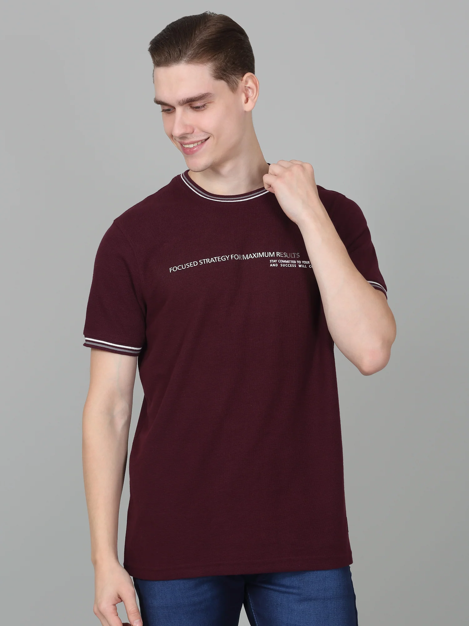 T-Shirt for Men | Breathable & Soft with Color Fastness Regular Fit Round Neck Poly Cotton Fabric Printed Pattern - Image 2