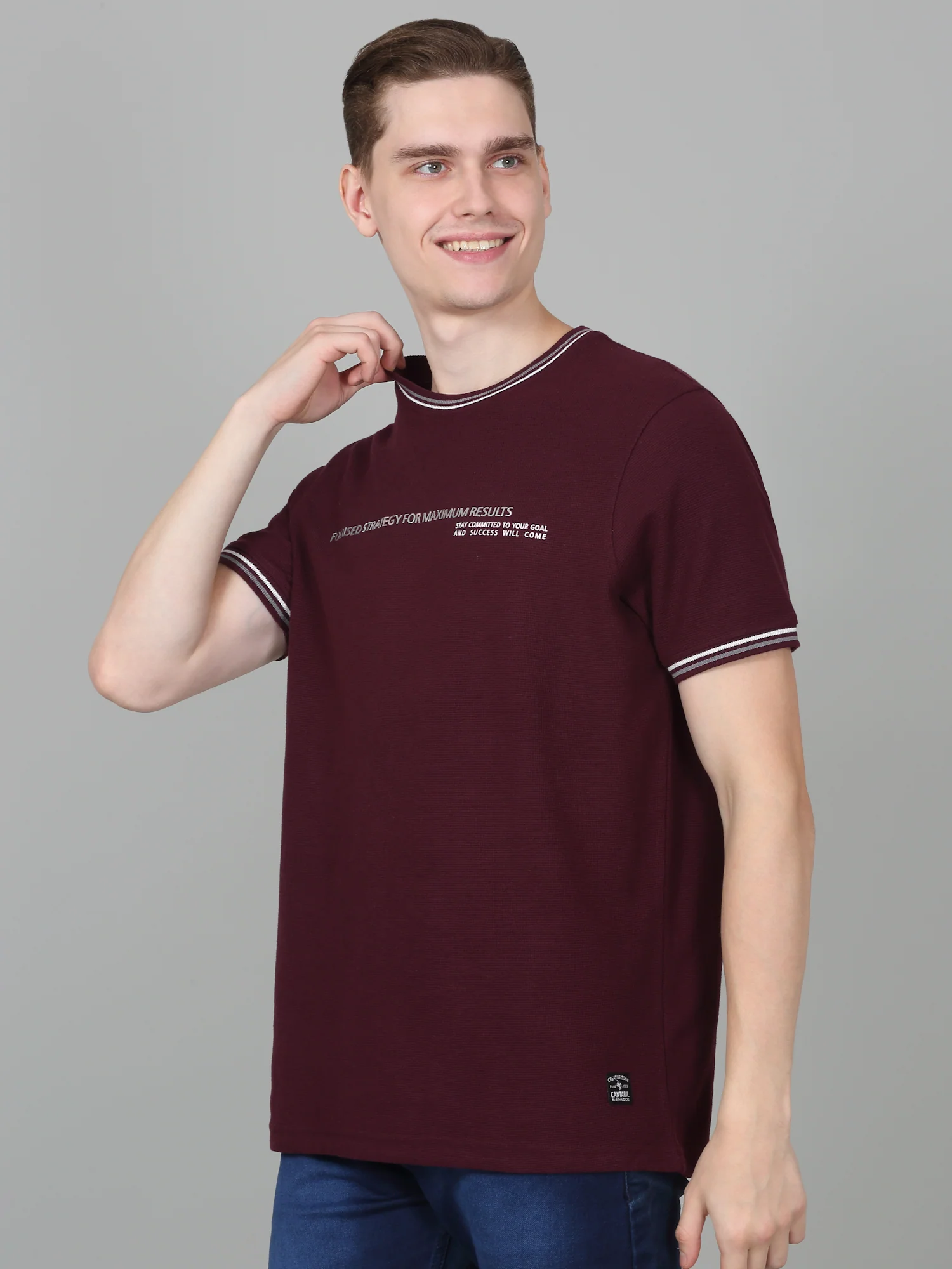 T-Shirt for Men | Breathable & Soft with Color Fastness Regular Fit Round Neck Poly Cotton Fabric Printed Pattern - Image 4