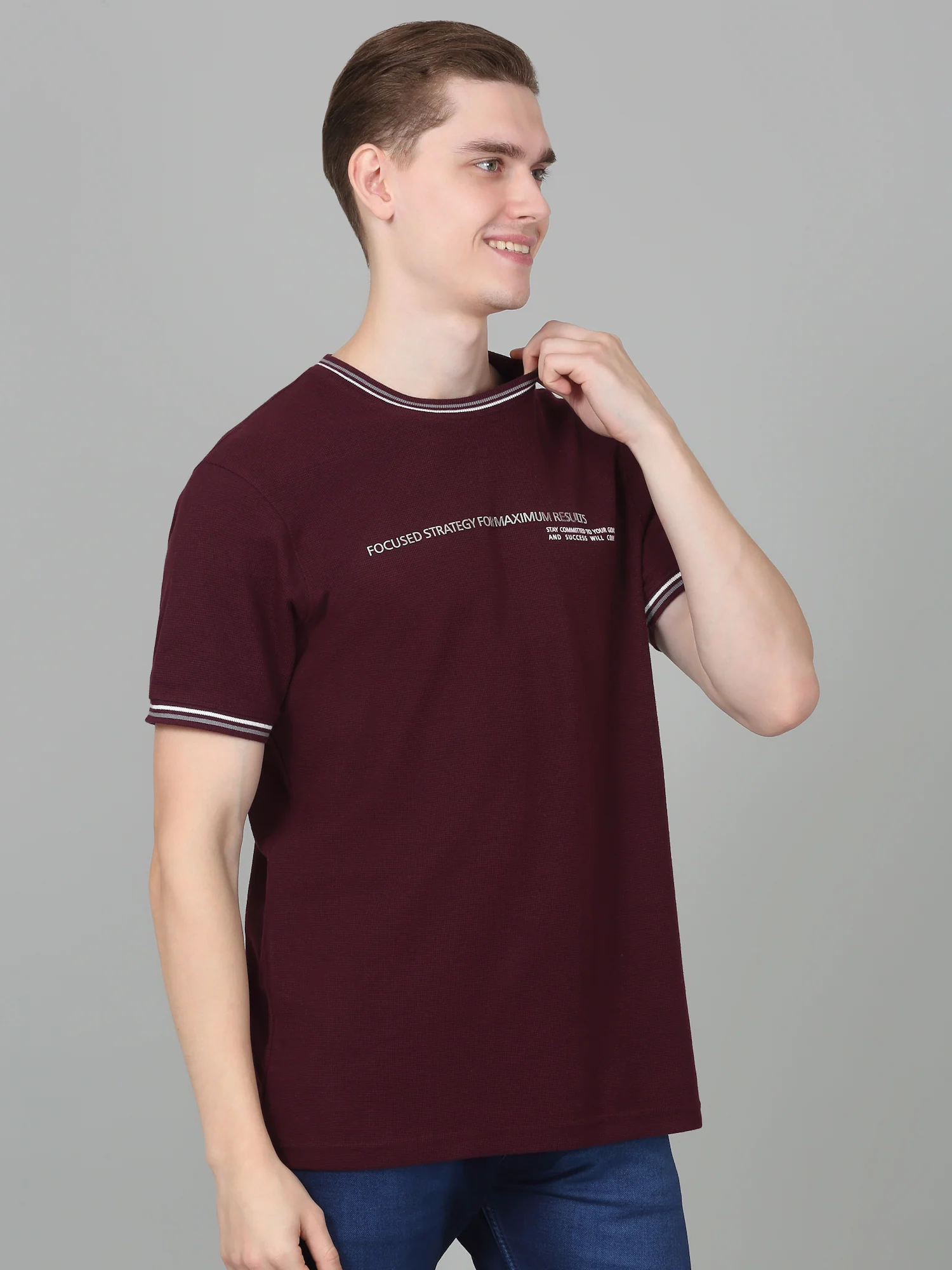 T-Shirt for Men | Breathable & Soft with Color Fastness Regular Fit Round Neck Poly Cotton Fabric Printed Pattern - Image 5
