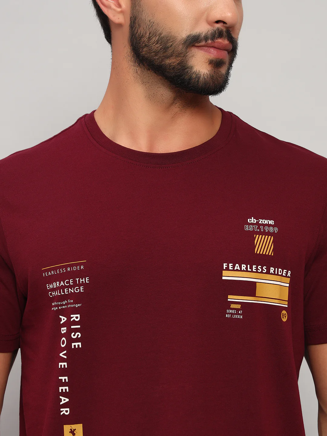 T-Shirt for Men | Breathable & Soft with Color Fastness Regular Fit Round Neck Cotton Blend Fabric Printed Pattern - Image 4