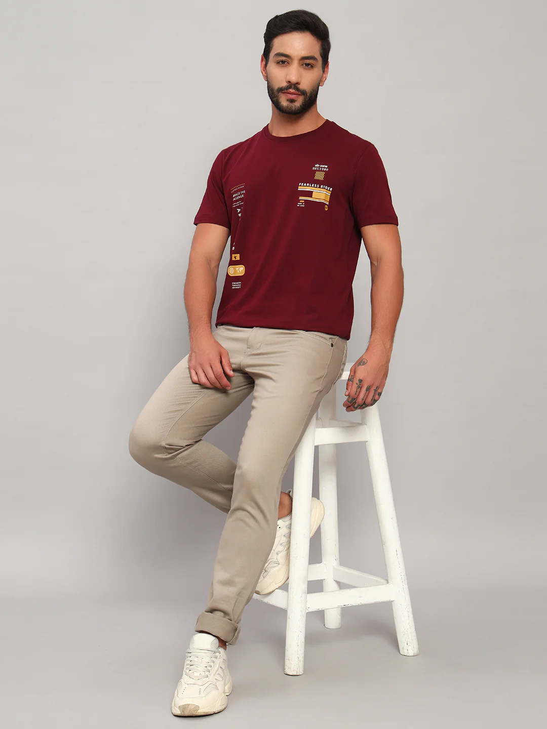 T-Shirt for Men | Breathable & Soft with Color Fastness Regular Fit Round Neck Cotton Blend Fabric Printed Pattern - Image 5