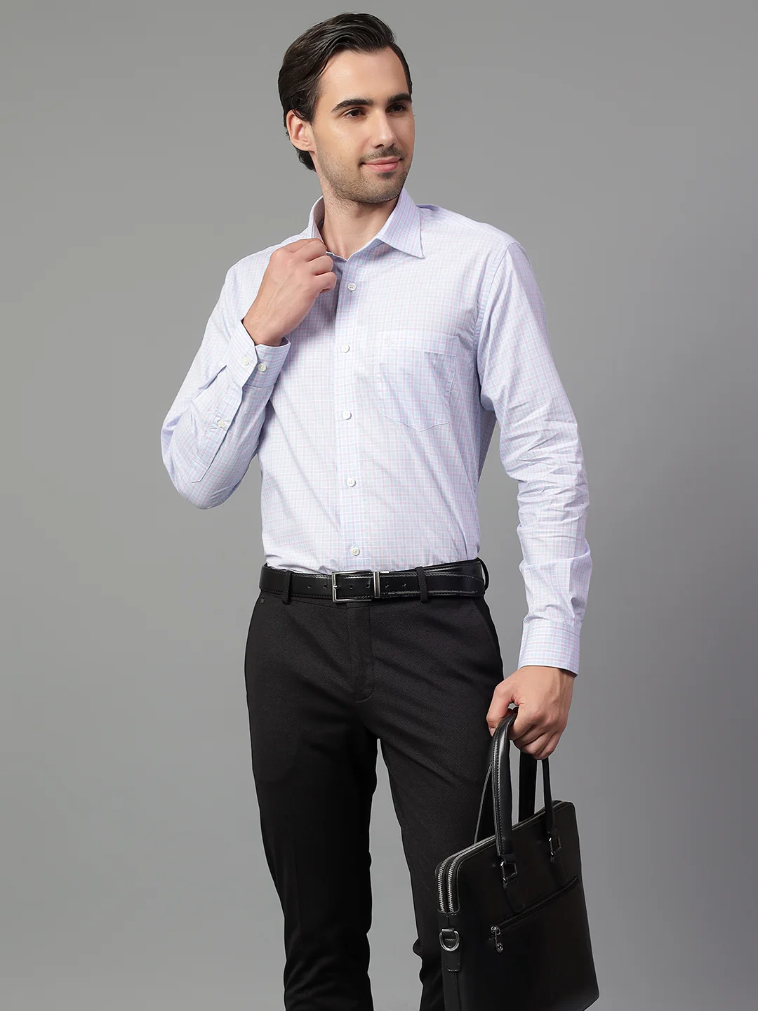 Formal Shirt for Men l Breathable & Soft with Color Fastness Regular Fit Spread Collar Neck Cotton Fabric Checkered Pattern - Image 3