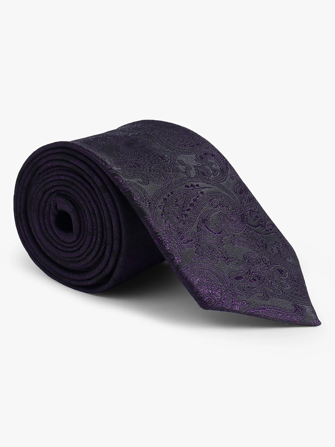 Men's Purple Floral Printed Broad Tie - Image 3