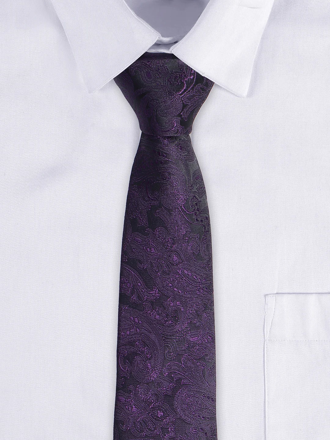 Men's Purple Floral Printed Broad Tie - Image 6