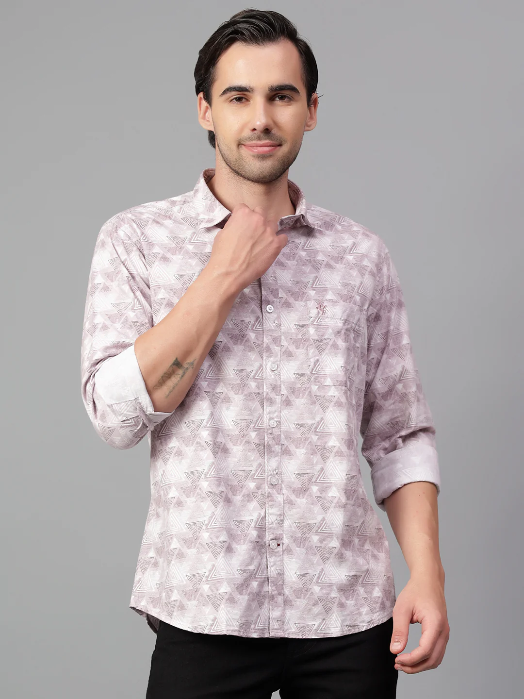 Casual Shirt for Men | Breathable & Soft with Color Fastness Regular Fit Spread Collar Neck Viscose Fabric Printed Pattern - Image 3