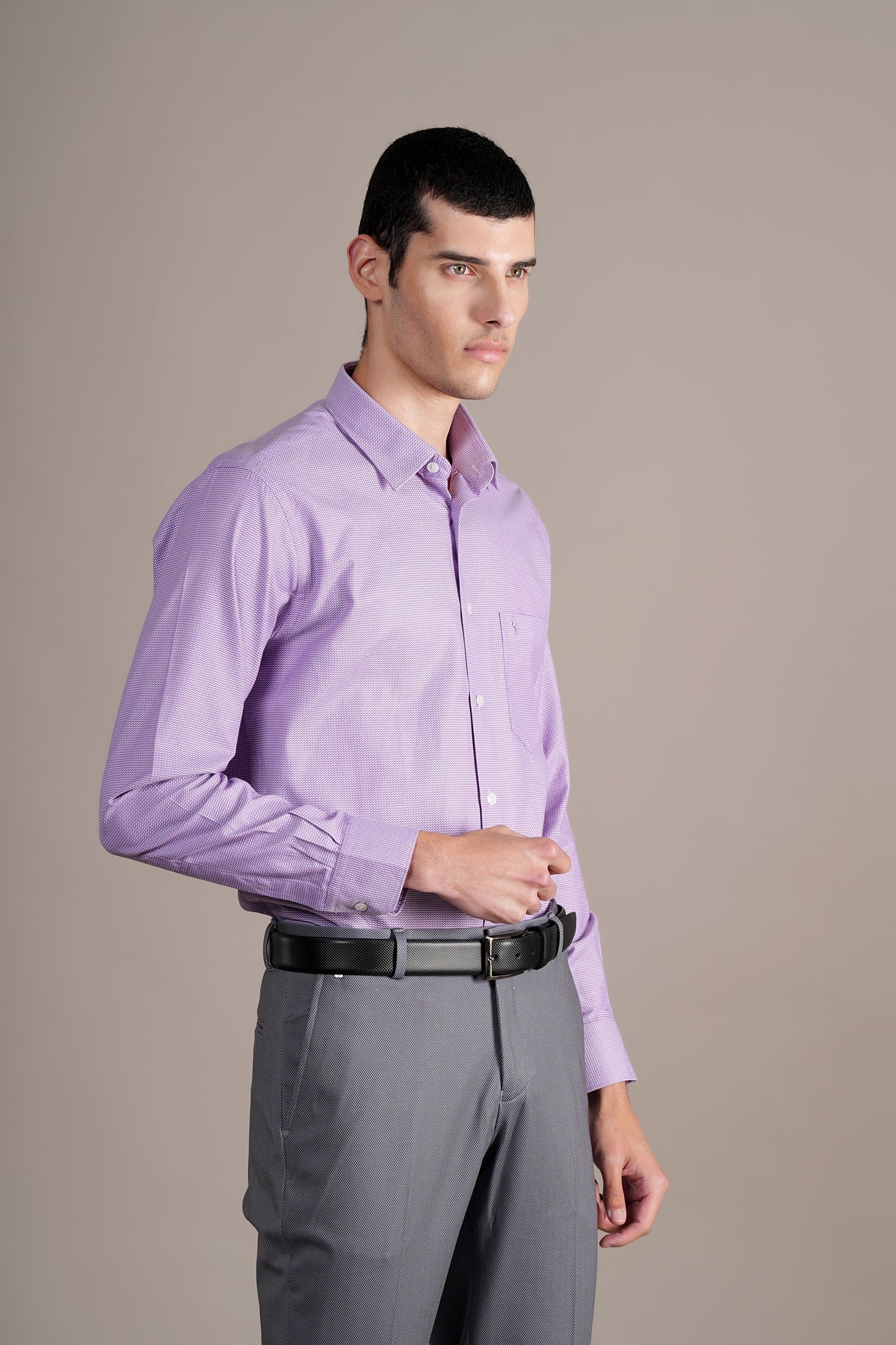 Formal Shirt for Men l Breathable & Soft with Color Fastness Regular Fit Spread Collar Neck Cotton Blend Fabric Self Design Pattern - Image 4