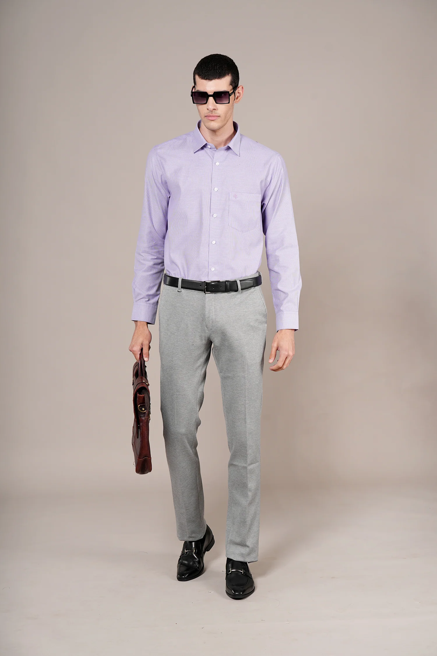 Formal Shirt for Men l Breathable & Soft with Color Fastness Regular Fit Spread Collar Neck Cotton Blend Fabric Self Design Pattern - Image 2