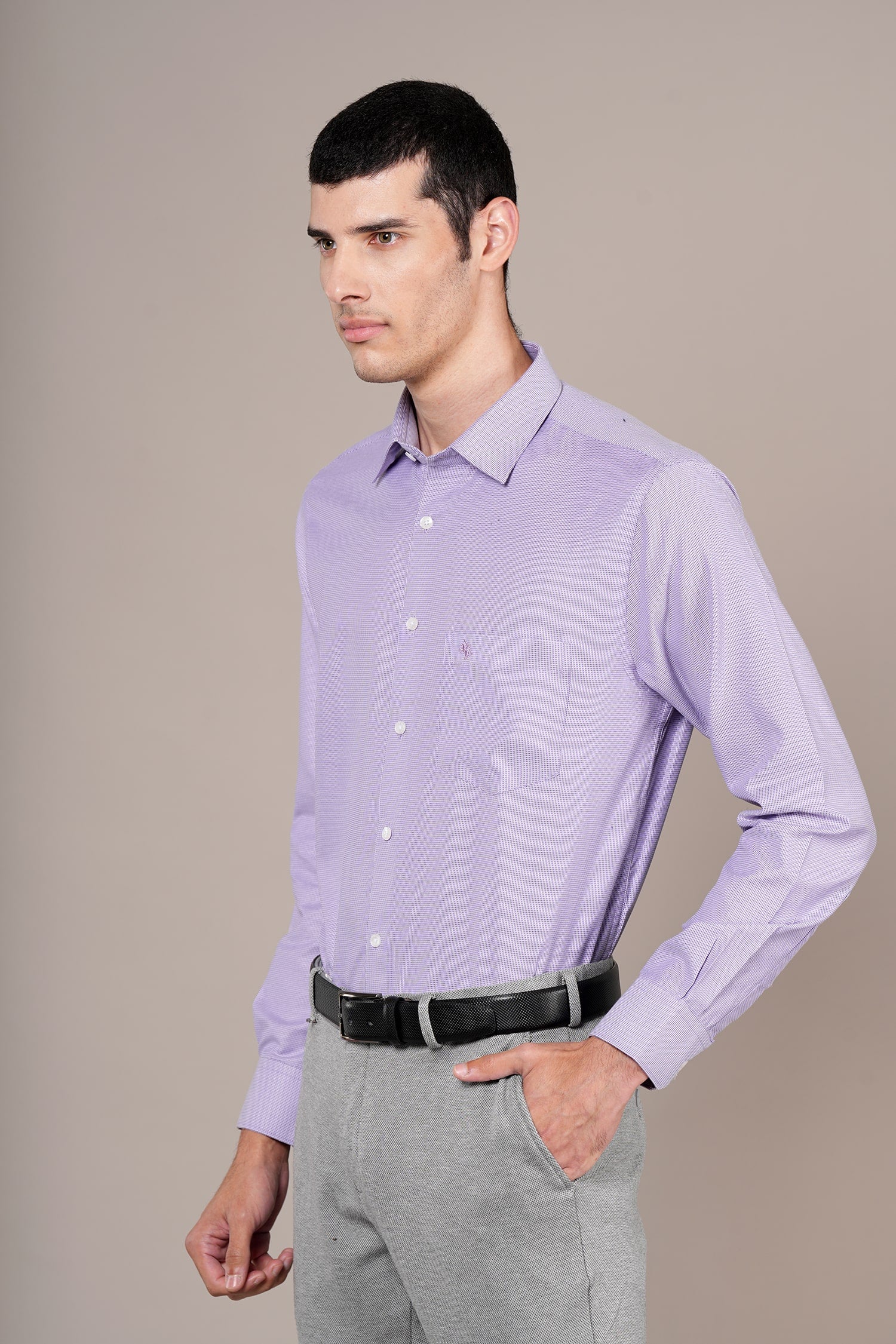 Formal Shirt for Men l Breathable & Soft with Color Fastness Regular Fit Spread Collar Neck Cotton Blend Fabric Self Design Pattern - Image 3