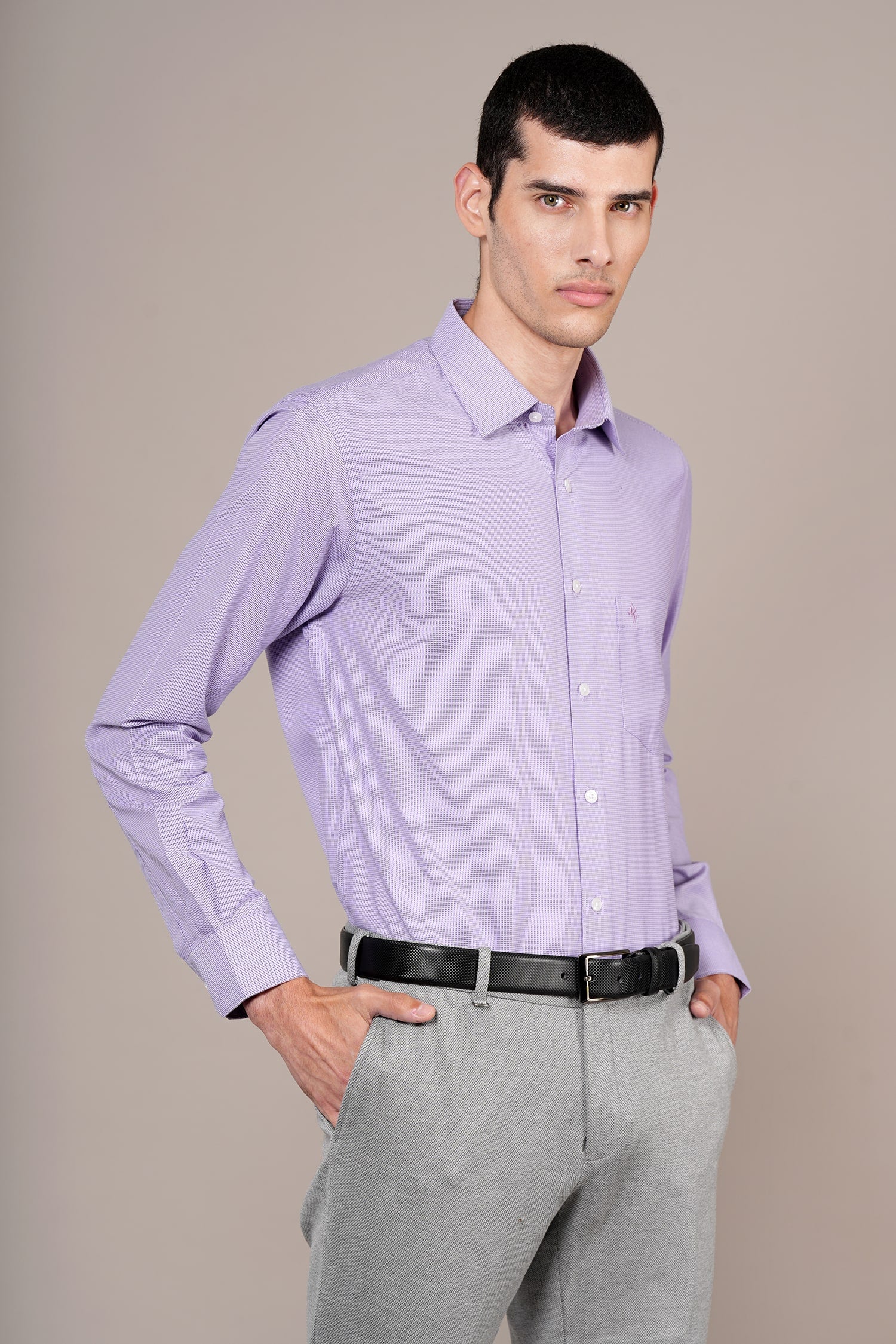 Formal Shirt for Men l Breathable & Soft with Color Fastness Regular Fit Spread Collar Neck Cotton Blend Fabric Self Design Pattern - Image 4