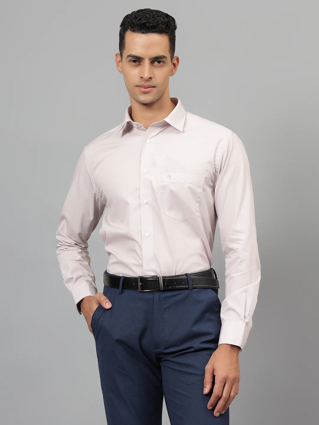 Formal Shirt for Men l Breathable & Soft with Color Fastness Regular Fit Spread Collar Neck Cotton Blend Fabric Solid Pattern - Image 2