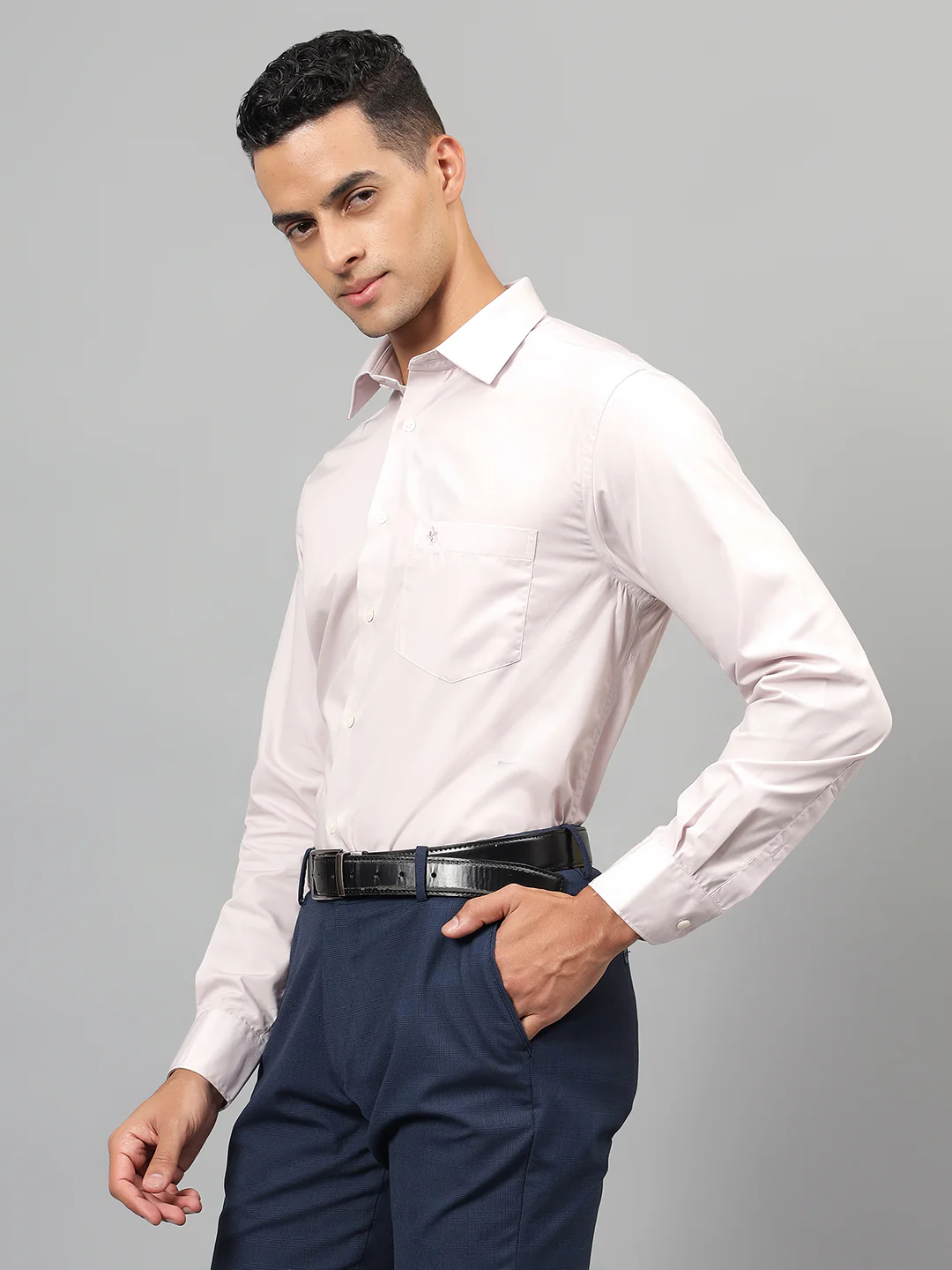 Formal Shirt for Men l Breathable & Soft with Color Fastness Regular Fit Spread Collar Neck Cotton Blend Fabric Solid Pattern - Image 4