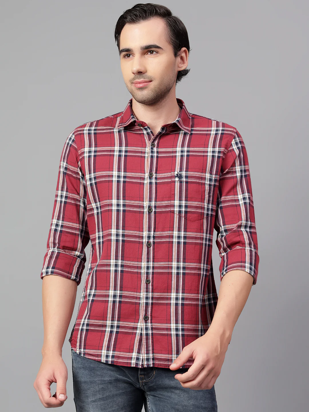 Casual Shirt for Men | Breathable & Soft with Color Fastness Regular Fit Spread Collar Neck Cotton Fabric Checkered Pattern - Image 3