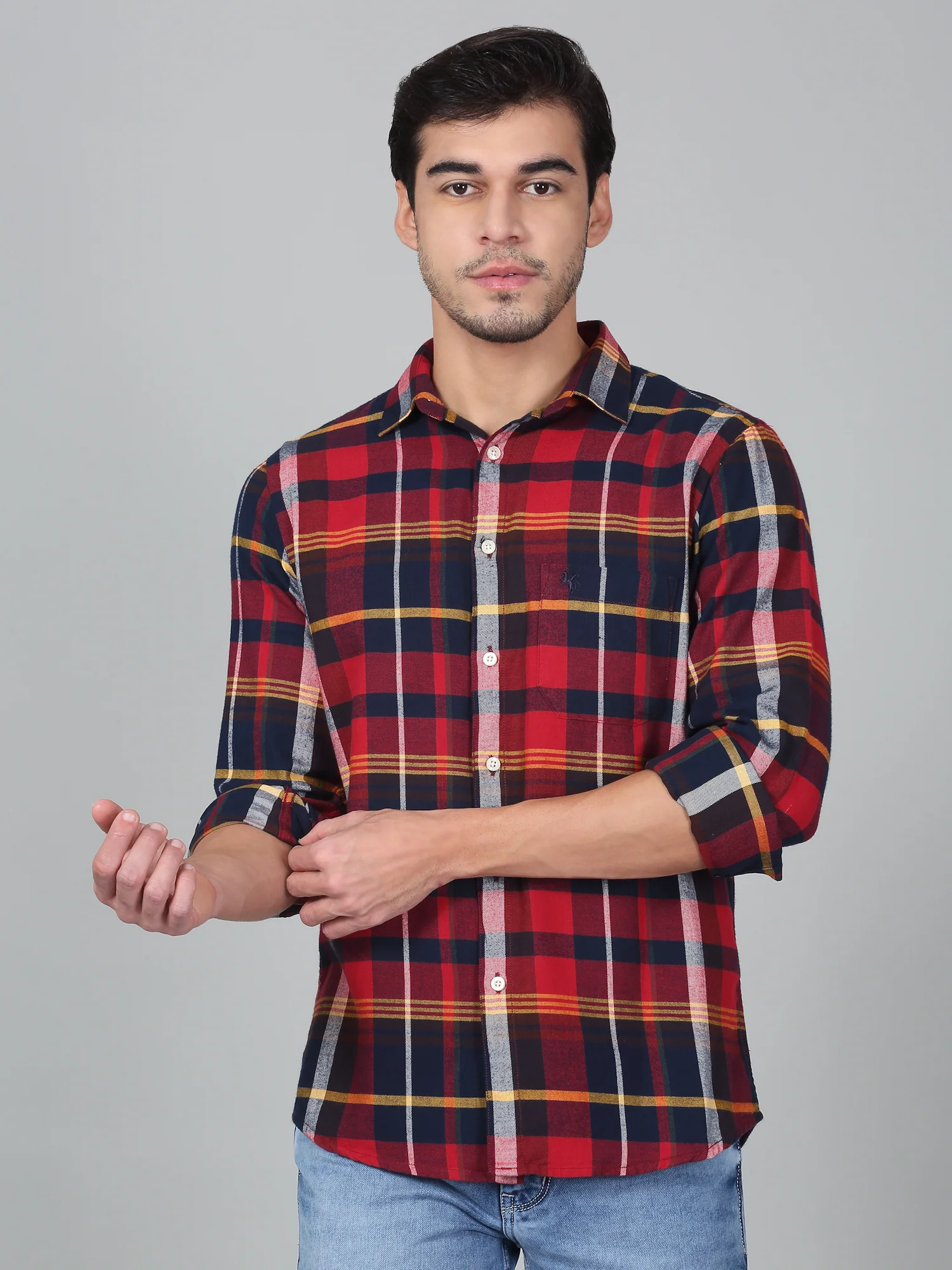 Casual Shirt for Men | Breathable & Soft with Color Fastness Regular Fit Spread Collar Neck Cotton Fabric Checkered Pattern - Image 4