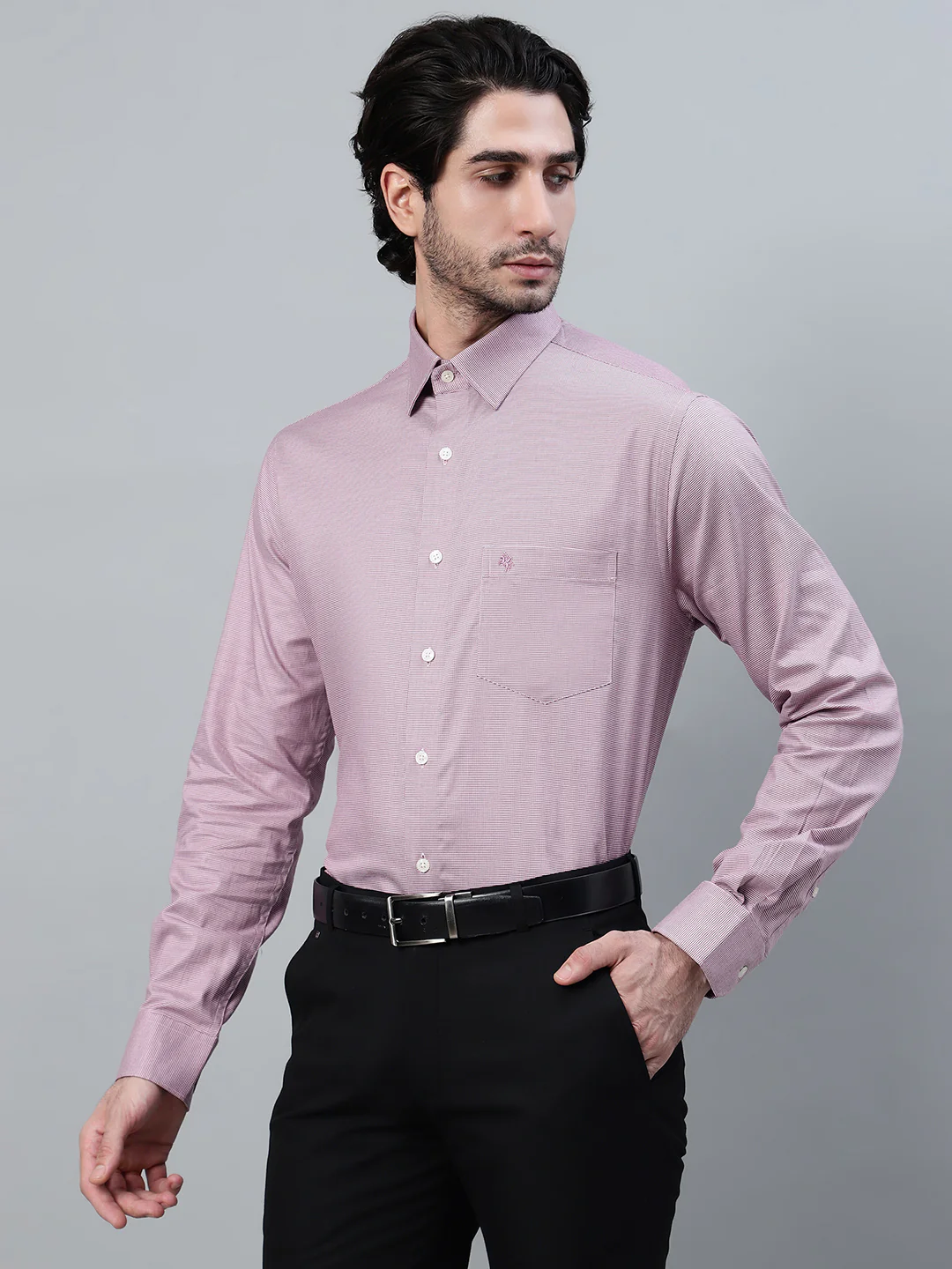 Formal Shirt for Men l Breathable & Soft with Color Fastness Regular Fit Spread Collar Neck Cotton Fabric Self Design Pattern - Image 3