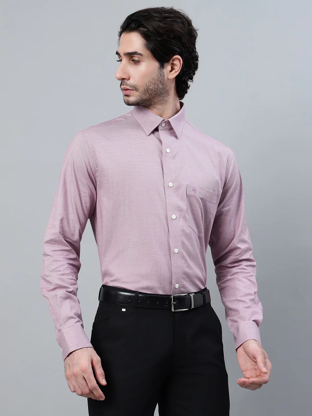 Formal Shirt for Men l Breathable & Soft with Color Fastness Regular Fit Spread Collar Neck Cotton Fabric Self Design Pattern - Image 4