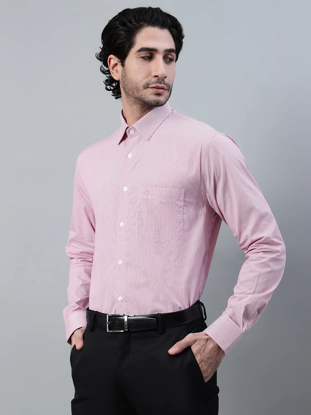 Formal Shirt for Men l Breathable & Soft with Color Fastness Regular Fit Spread Collar Neck Cotton Fabric Striped Pattern - Image 3