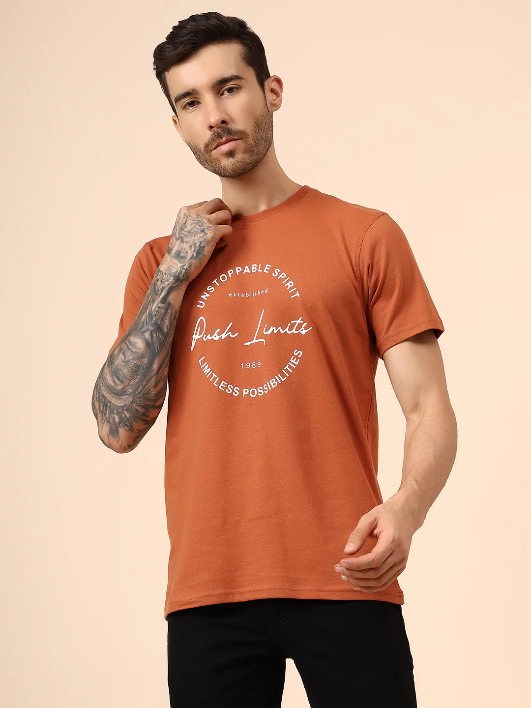 T-Shirt for Men | Breathable & Soft with Color Fastness Regular Fit Round Neck Poly Cotton Fabric Printed Pattern - Image 2