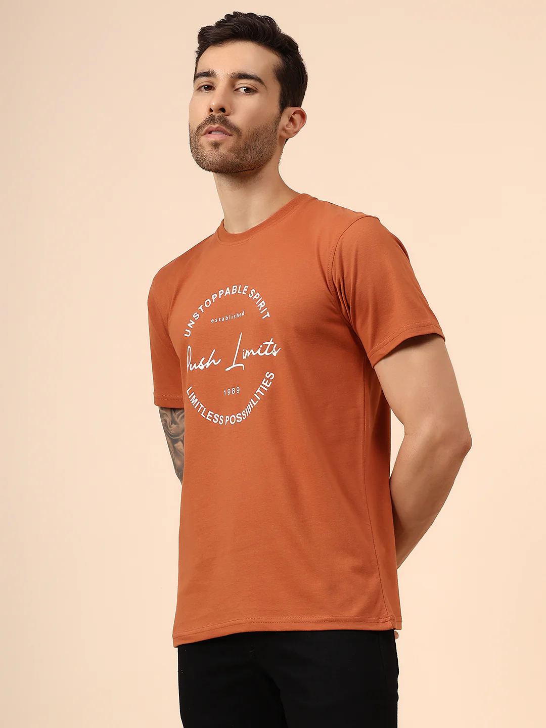 T-Shirt for Men | Breathable & Soft with Color Fastness Regular Fit Round Neck Poly Cotton Fabric Printed Pattern - Image 3