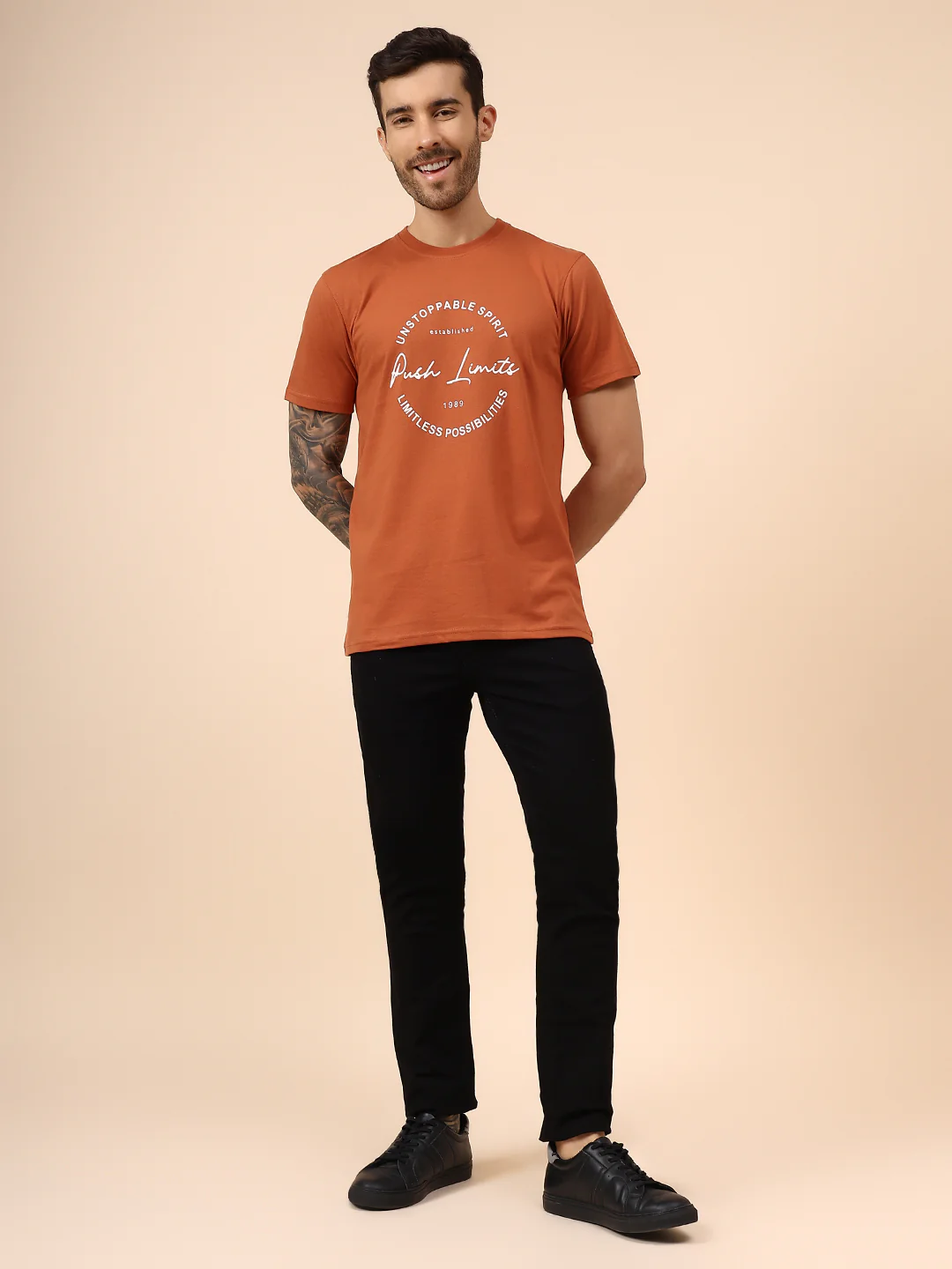 T-Shirt for Men | Breathable & Soft with Color Fastness Regular Fit Round Neck Poly Cotton Fabric Printed Pattern - Image 7