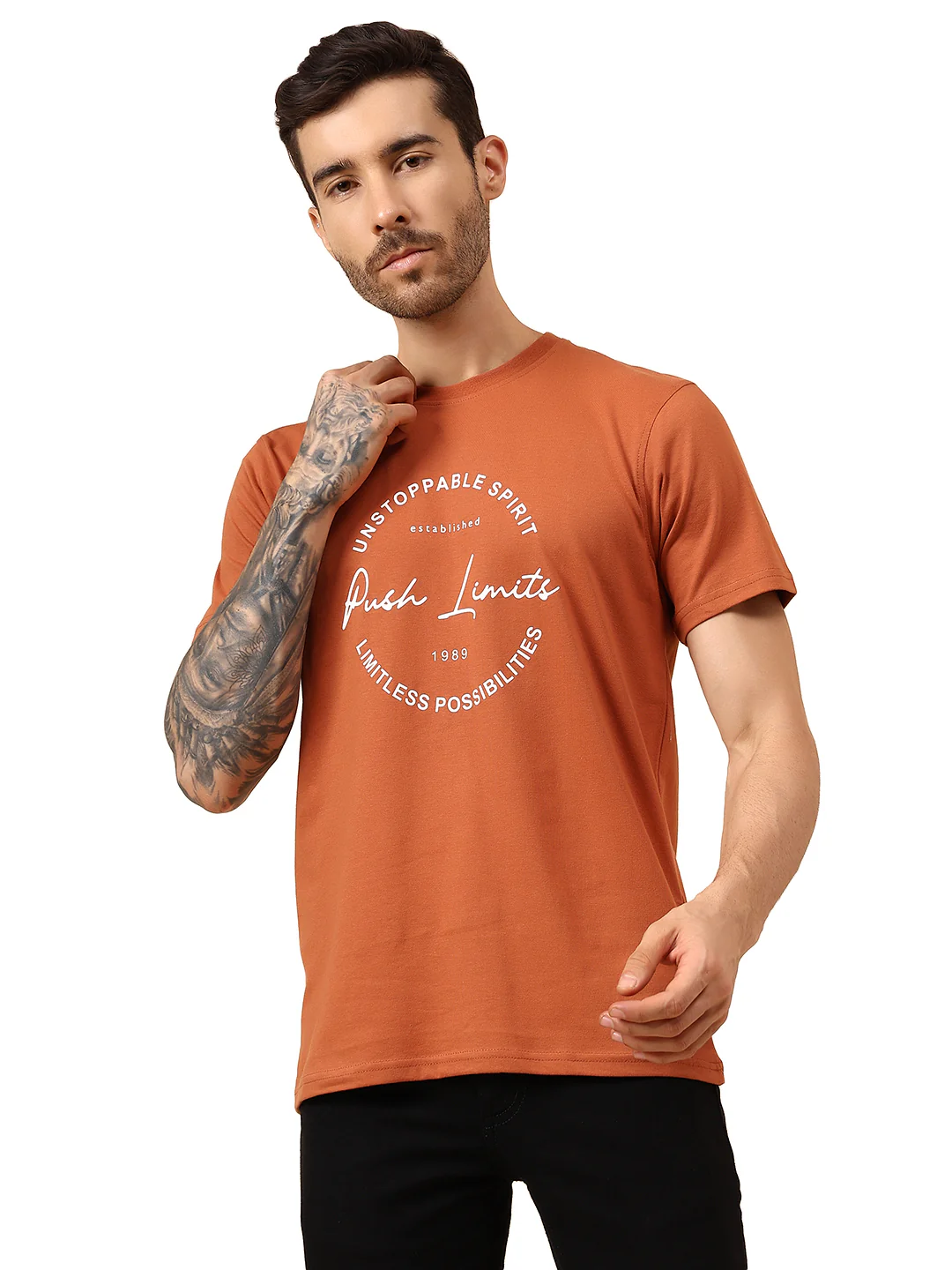 T-Shirt for Men | Breathable & Soft with Color Fastness Regular Fit Round Neck Poly Cotton Fabric Printed Pattern - Image 8
