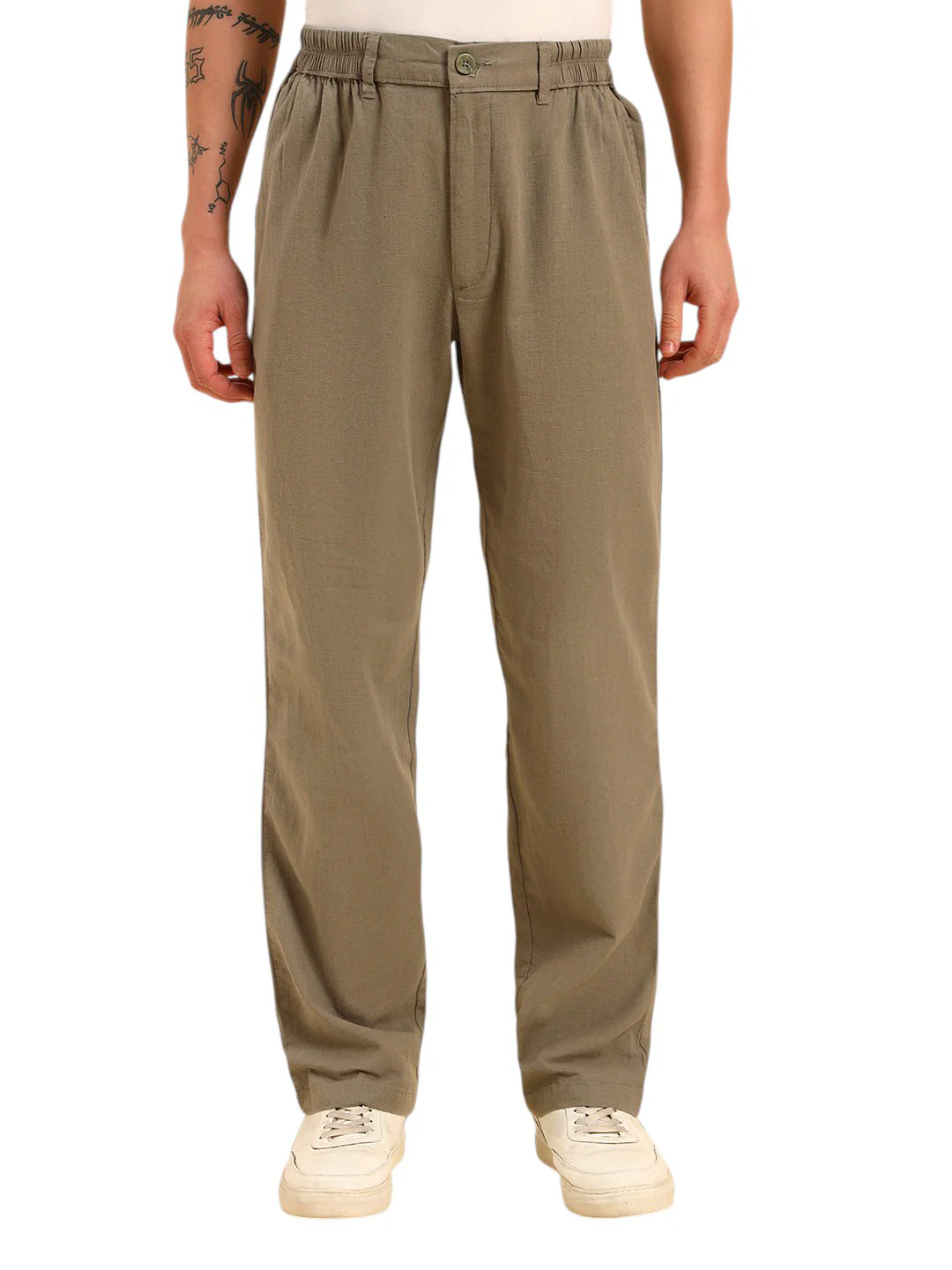 Men's Sage Green Solid Regular Fit Lower - Image 2