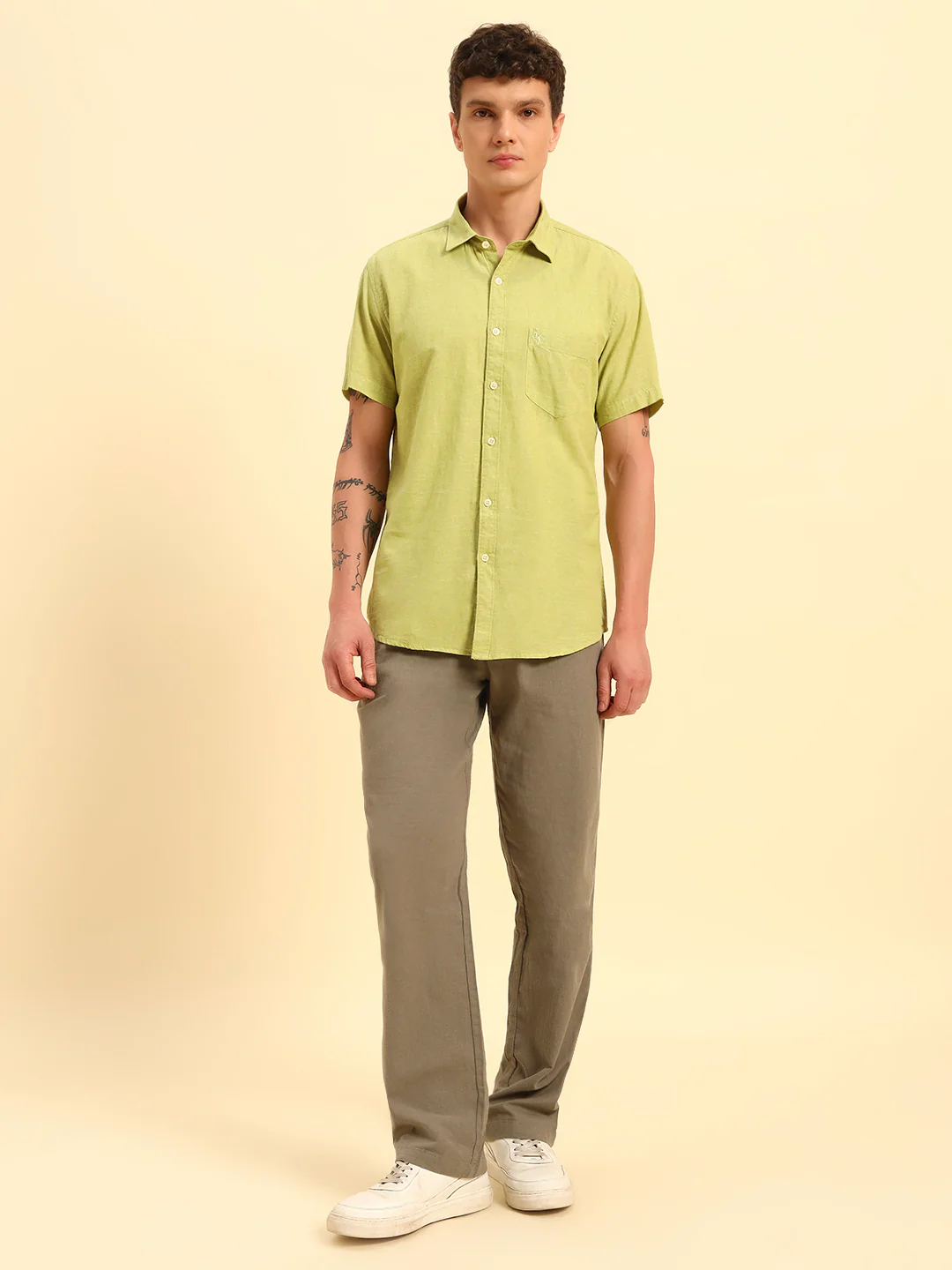 Men's Sage Green Solid Regular Fit Lower - Image 7