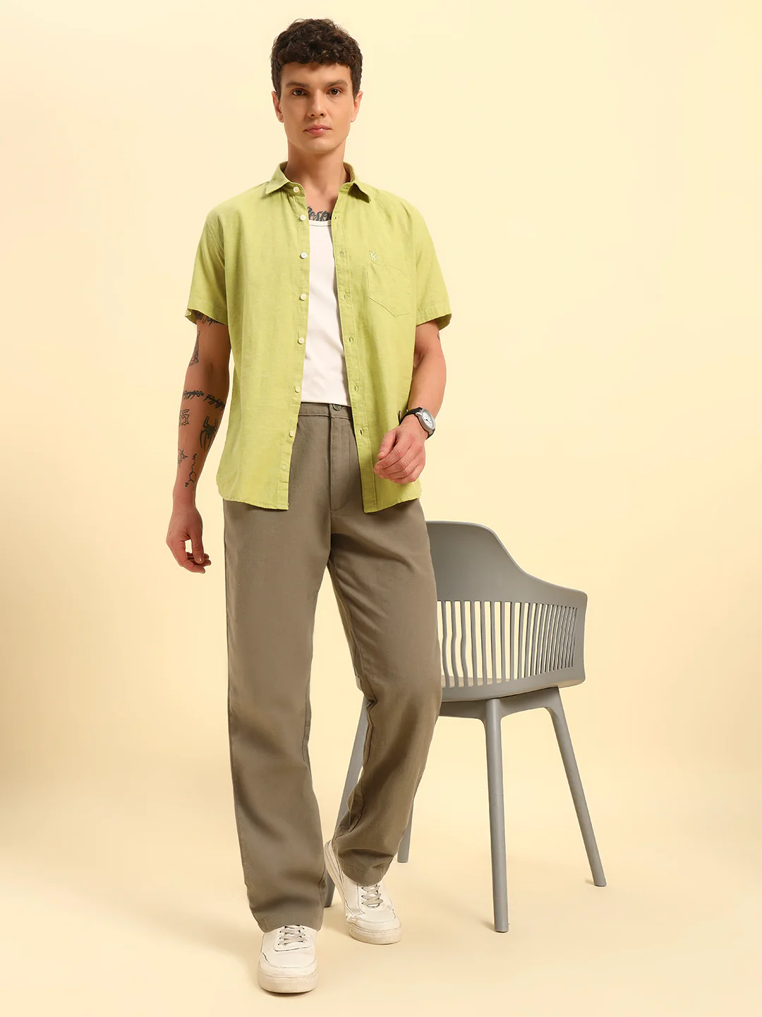 Men's Sage Green Solid Regular Fit Lower - Image 9