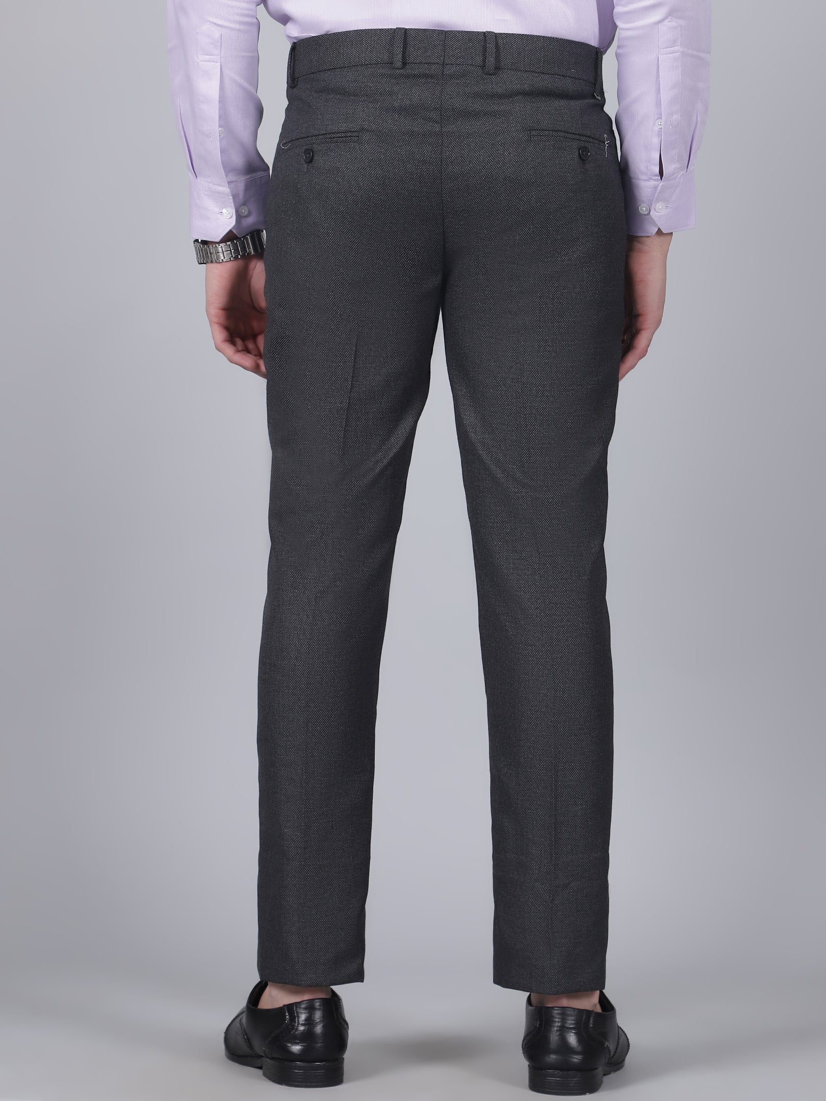 Formal Trouser for Men | Breathable & Soft with Color Fastness Regular Fit Poly Viscose Fabric Self Design Pattern Hook & Eye Closure - Image 5