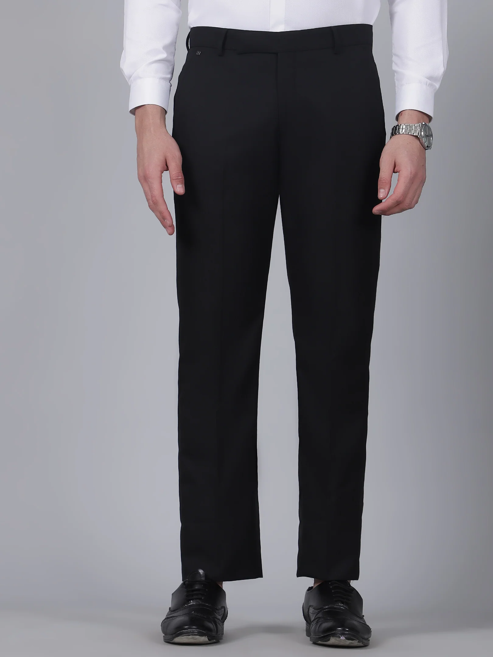 Formal Trouser for Men | Breathable & Soft with Color Fastness Regular Fit Poly Viscose Fabric Solid Pattern Hook & Eye Closure - Image 2
