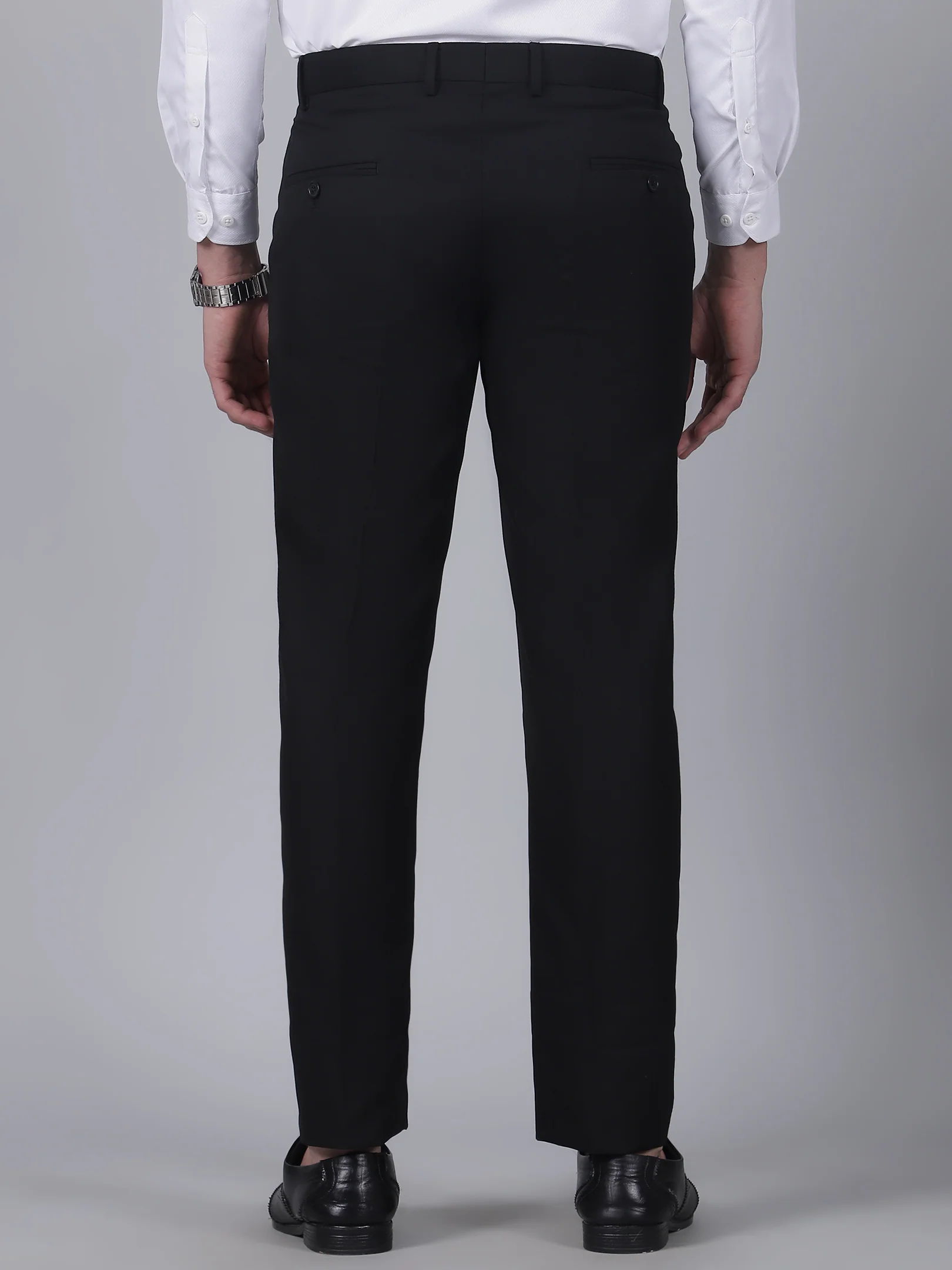 Formal Trouser for Men | Breathable & Soft with Color Fastness Regular Fit Poly Viscose Fabric Solid Pattern Hook & Eye Closure - Image 5